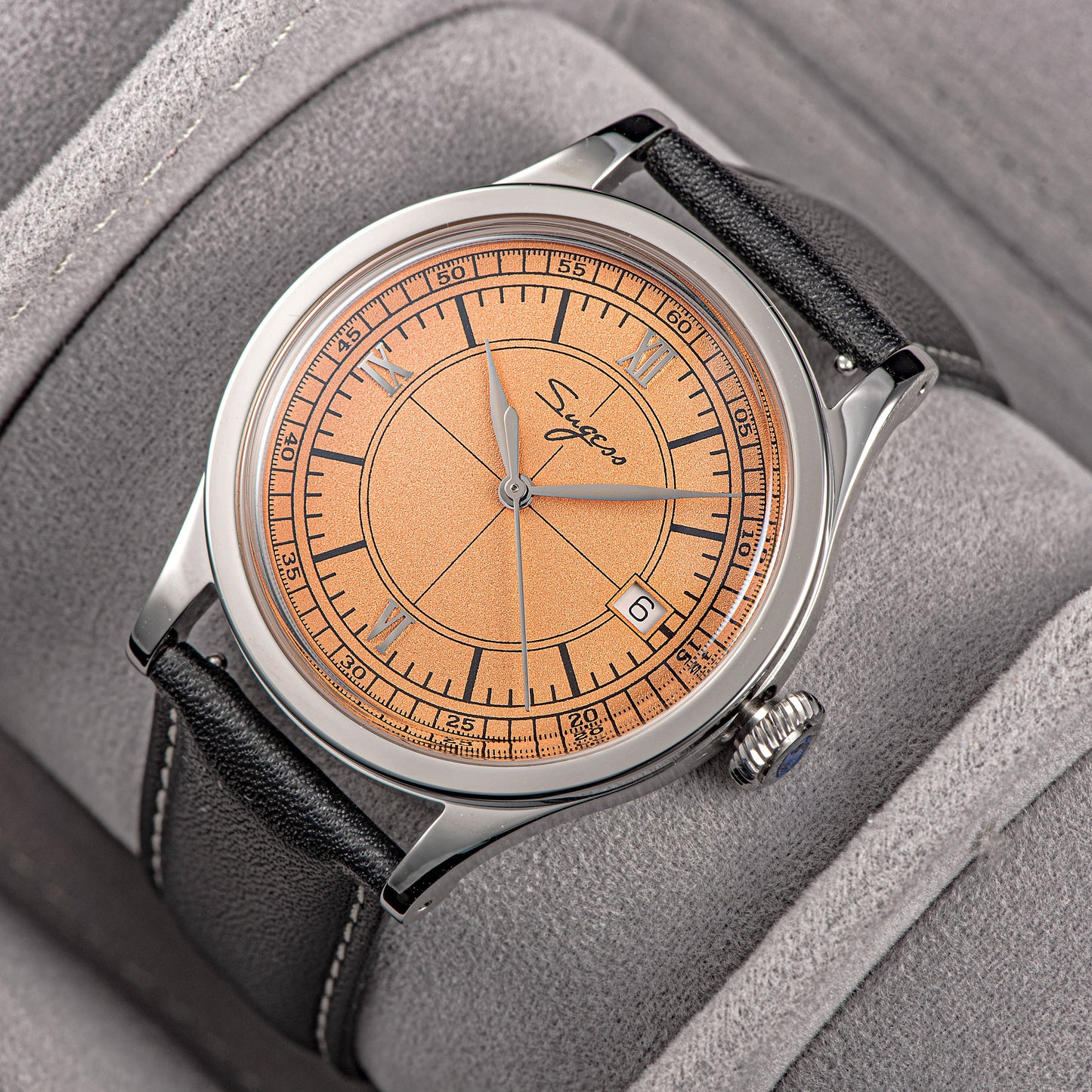 Heritage 411-3B Seagull 2130 Movement Stainless Steel Case Deep Orange Dial SU4113BOR