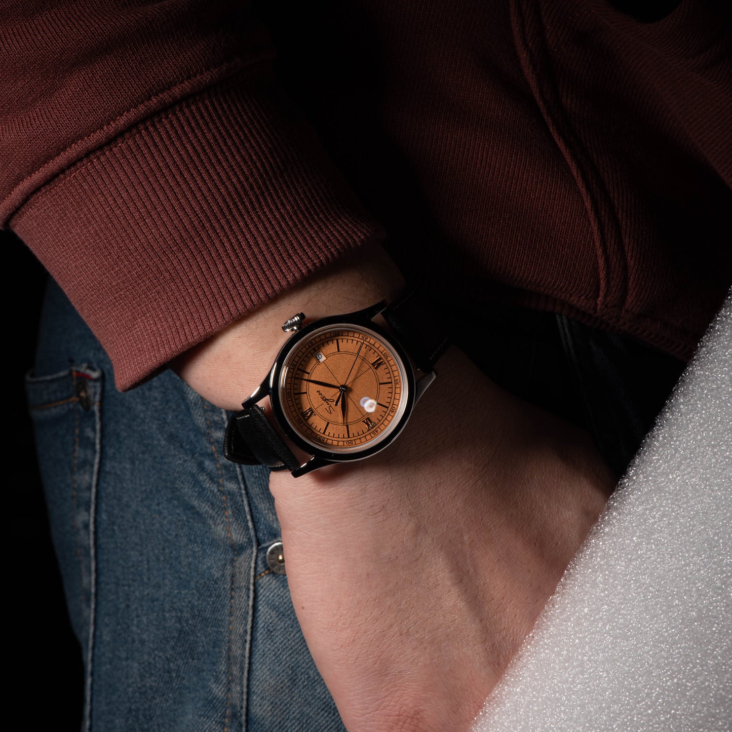 Heritage 411-3B Seagull 2130 Movement Stainless Steel Case Deep Orange Dial SU4113BOR