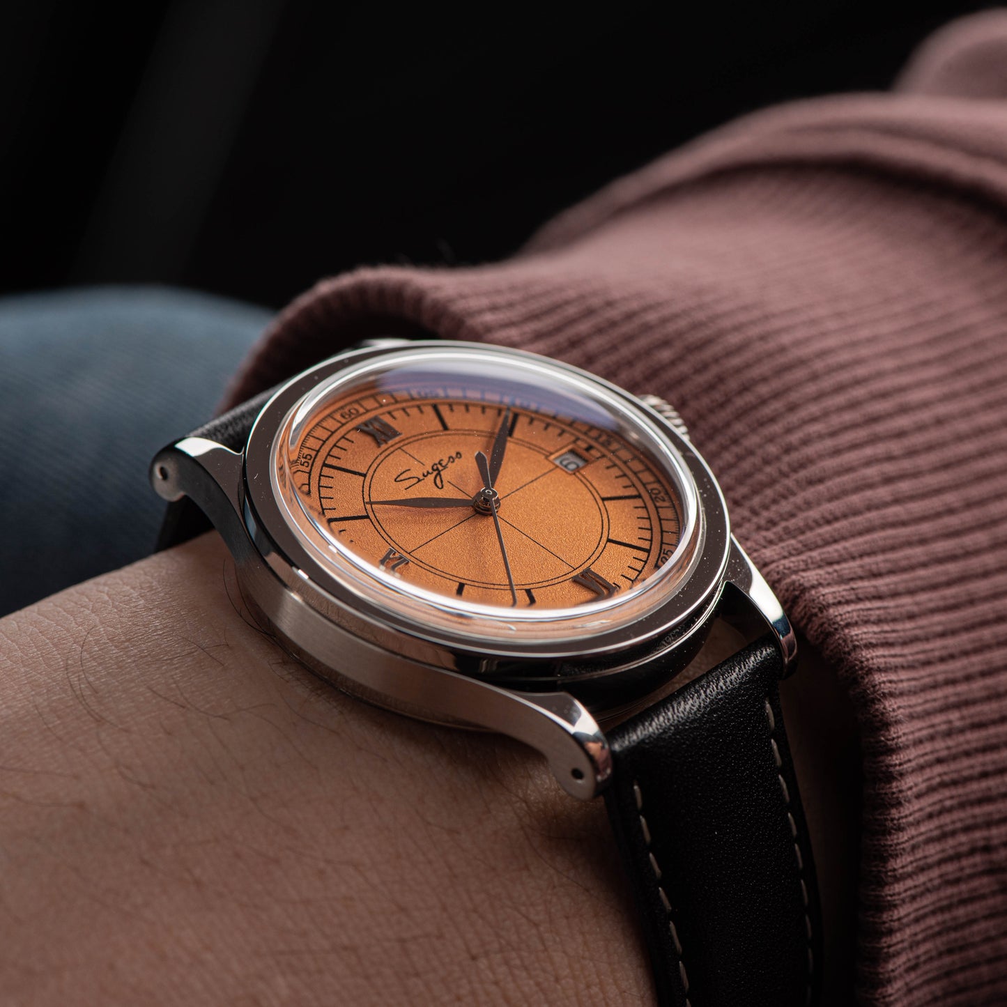 Heritage 411-3B Seagull 2130 Movement Stainless Steel Case Deep Orange Dial SU4113BOR