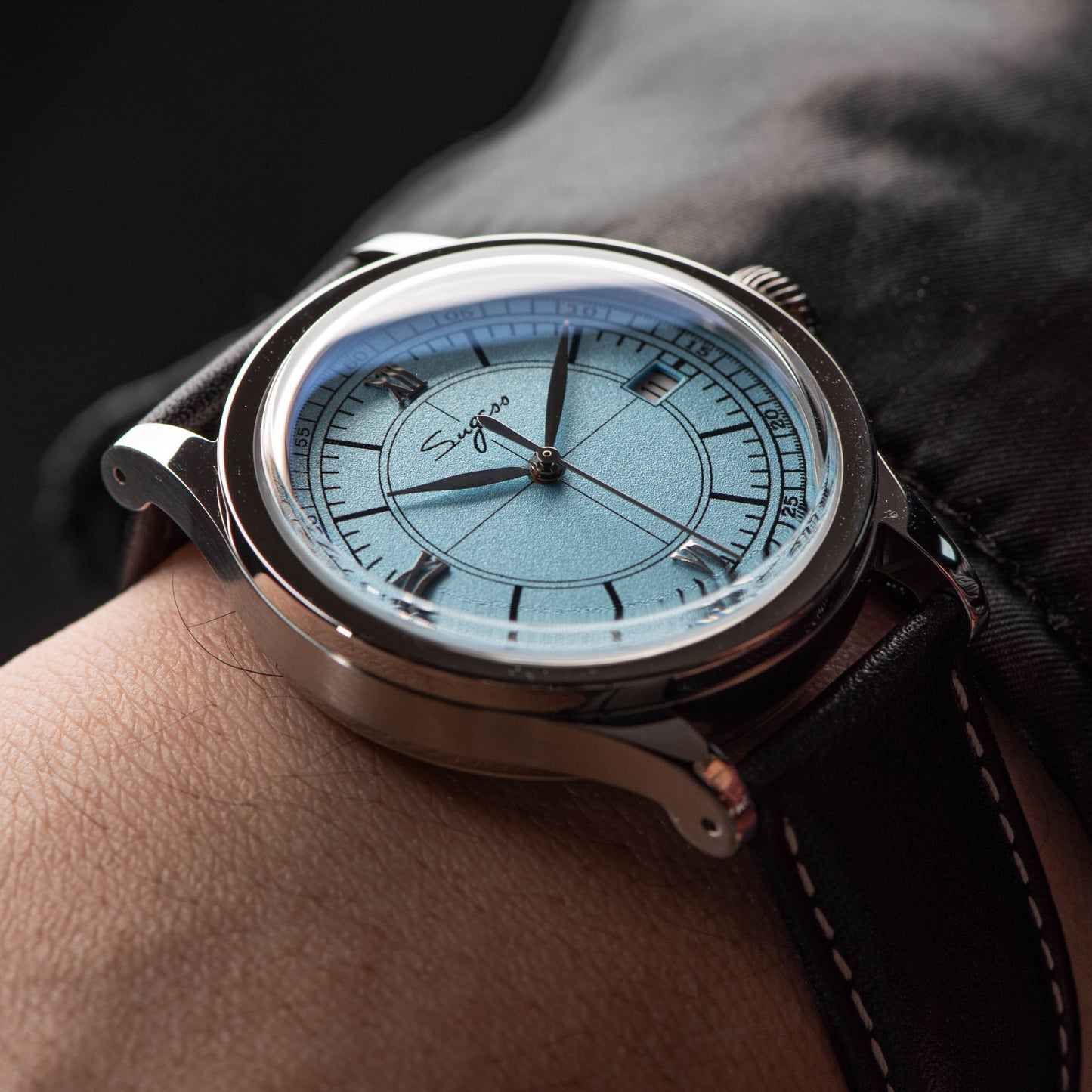 Heritage 411-3B Seagull 2130 Movement Stainless Steel Case Deep Light Blue Dial SU4113BLB
