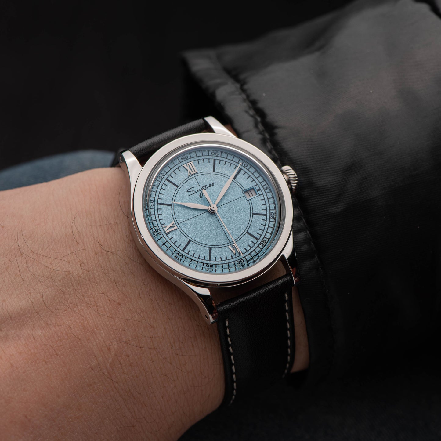Heritage 411-3B Seagull 2130 Movement Stainless Steel Case Deep Light Blue Dial SU4113BLB