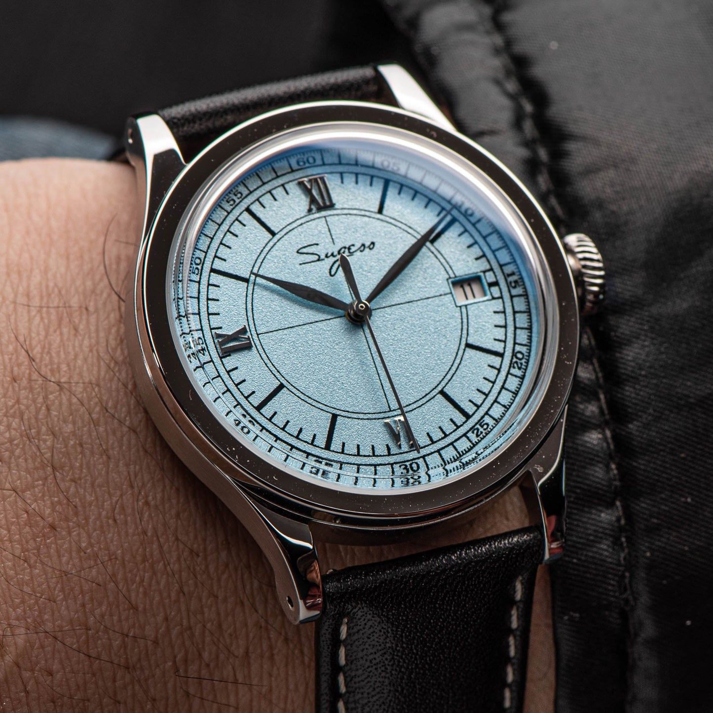 Heritage 411-3B Seagull 2130 Movement Stainless Steel Case Deep Light Blue Dial SU4113BLB