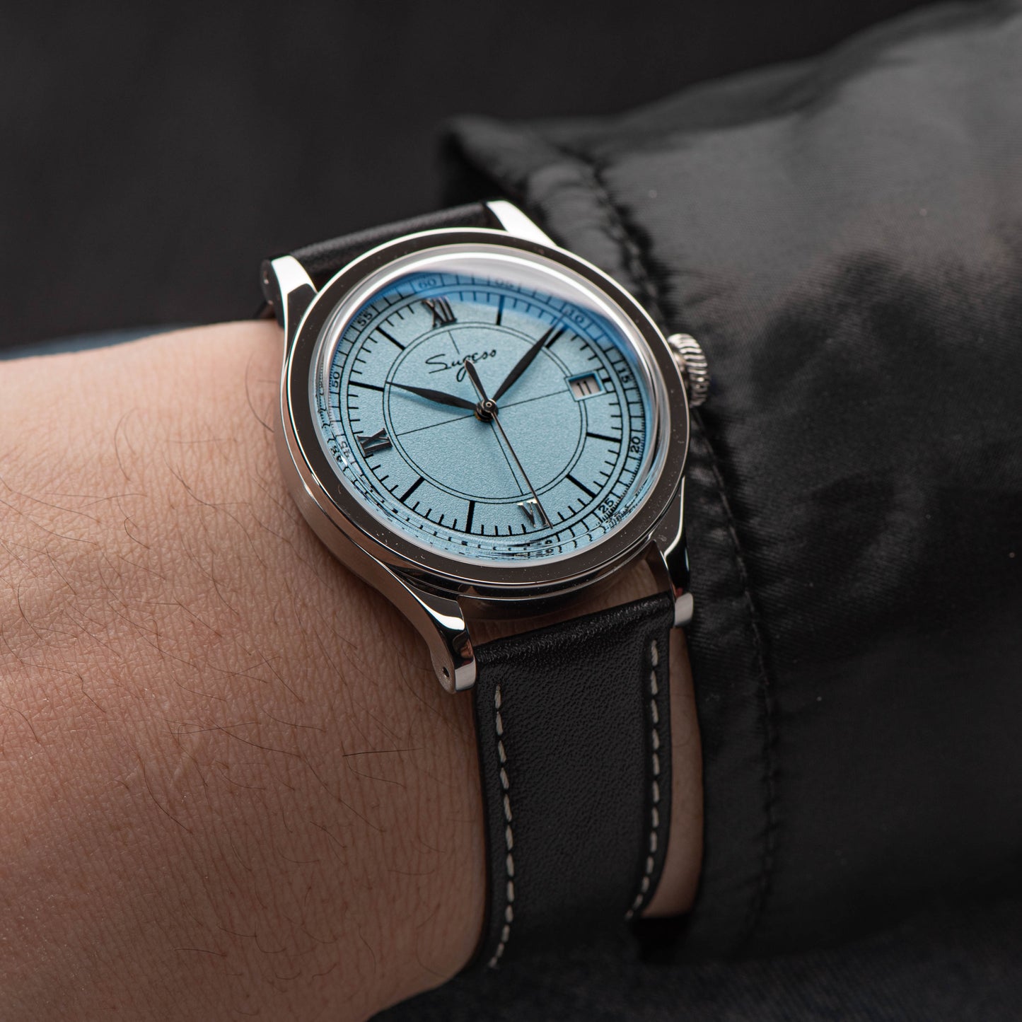Heritage 411-3B Seagull 2130 Movement Stainless Steel Case Deep Light Blue Dial SU4113BLB