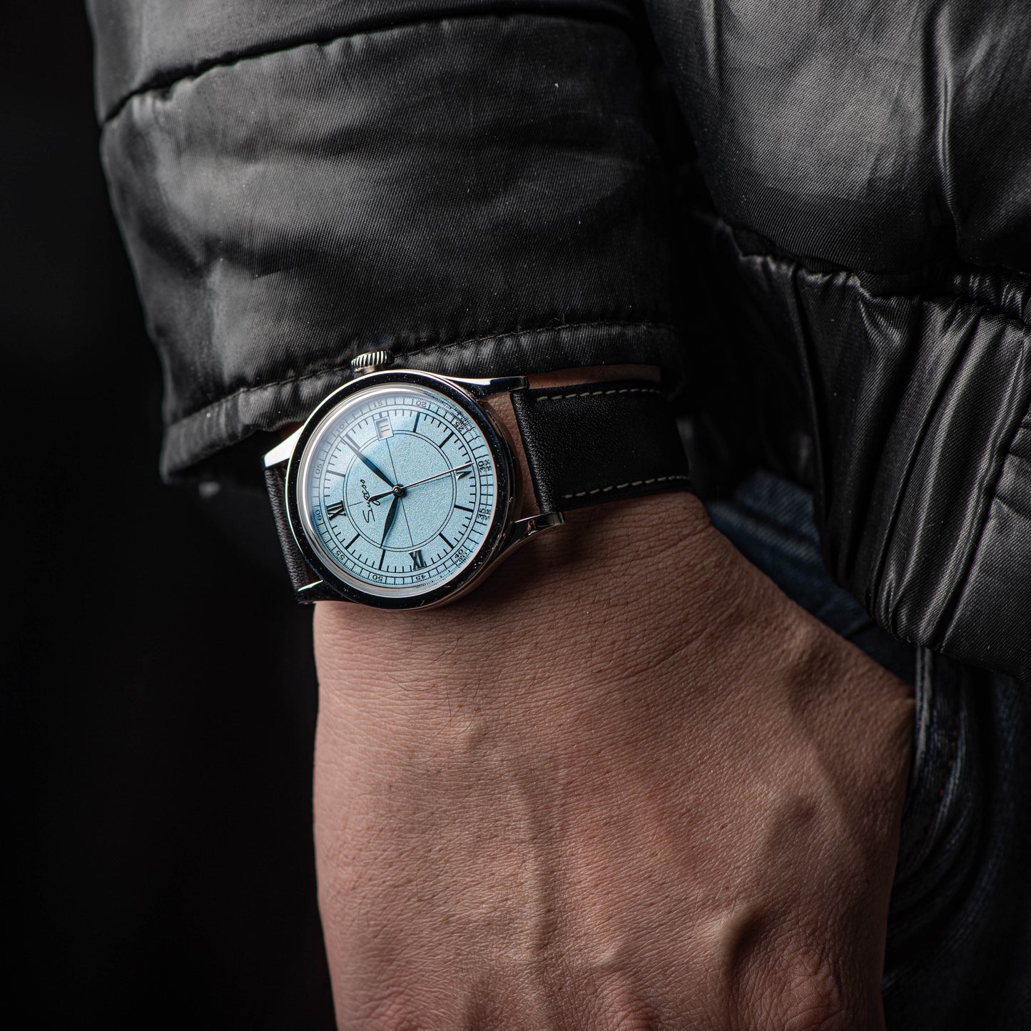 Heritage 411-3B Seagull 2130 Movement Stainless Steel Case Deep Light Blue Dial SU4113BLB