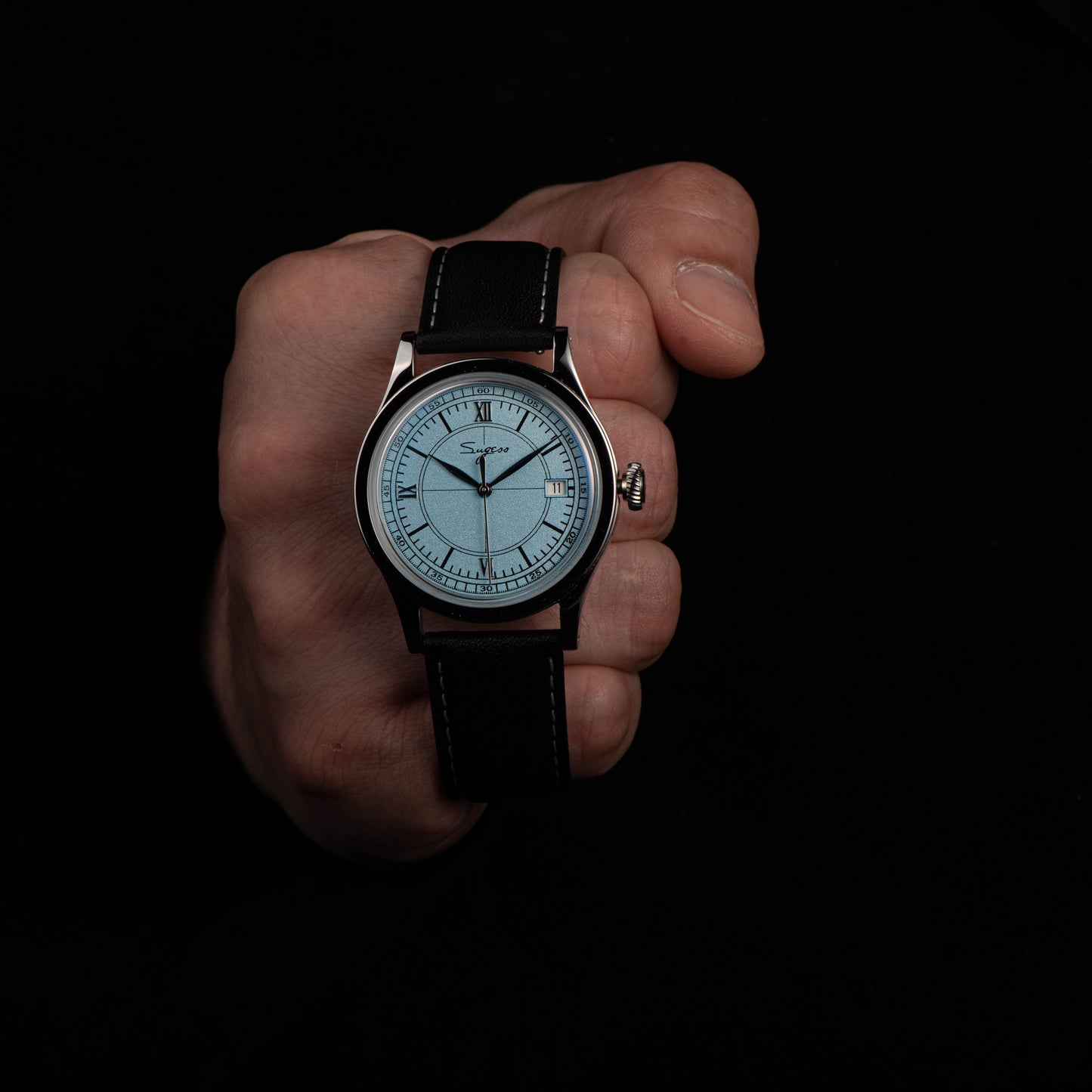 Heritage 411-3B Seagull 2130 Movement Stainless Steel Case Deep Light Blue Dial SU4113BLB
