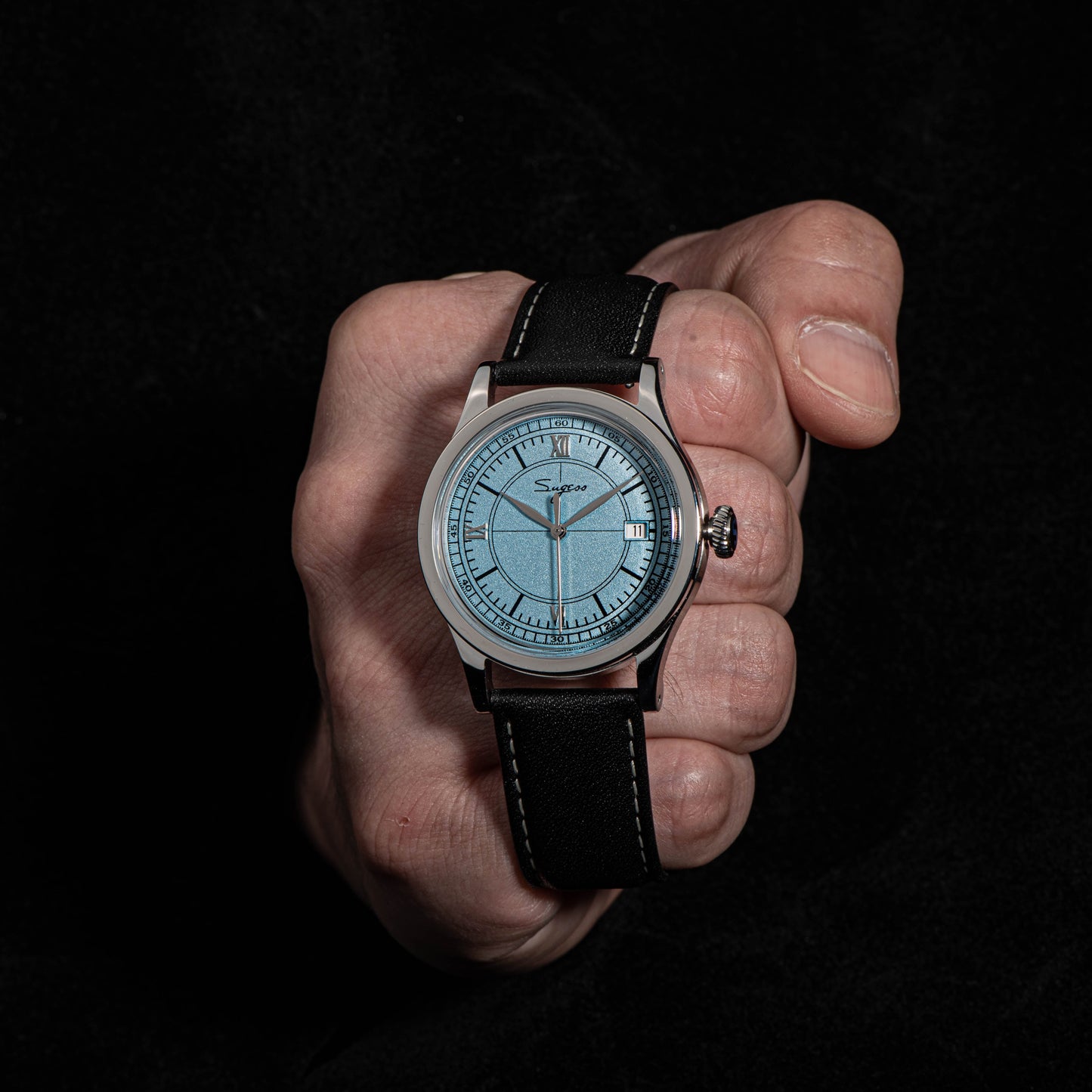 Heritage 411-3B Seagull 2130 Movement Stainless Steel Case Deep Light Blue Dial SU4113BLB