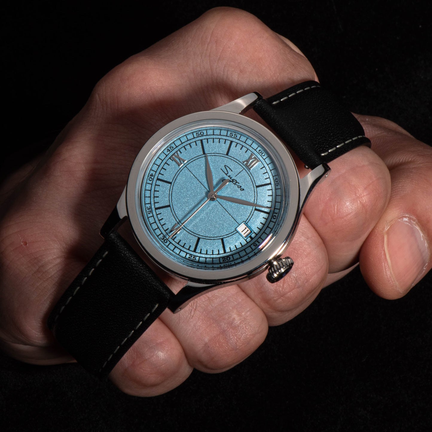 Heritage 411-3B Seagull 2130 Movement Stainless Steel Case Deep Light Blue Dial SU4113BLB