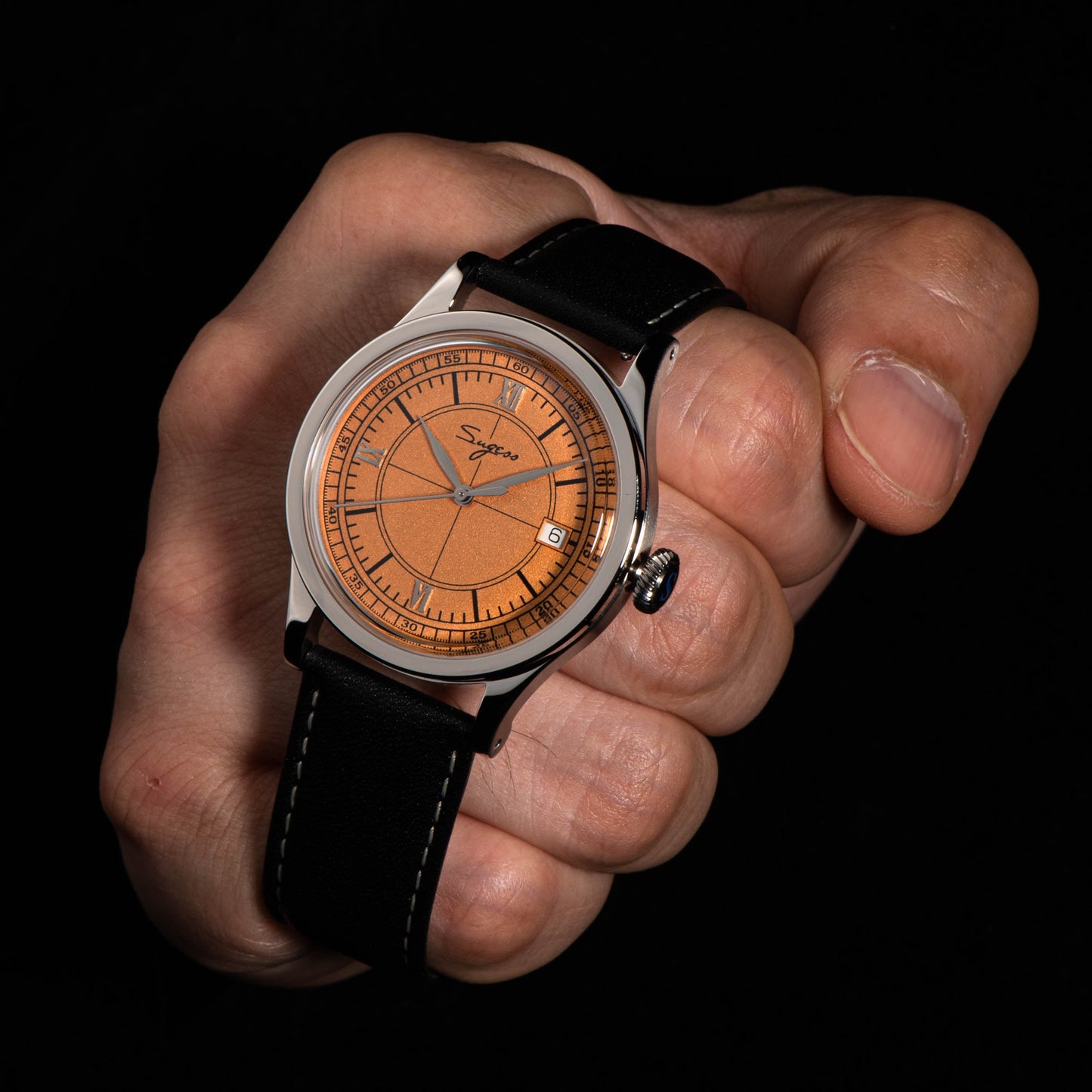 Heritage 411-3B Seagull 2130 Movement Stainless Steel Case Deep Orange Dial SU4113BOR
