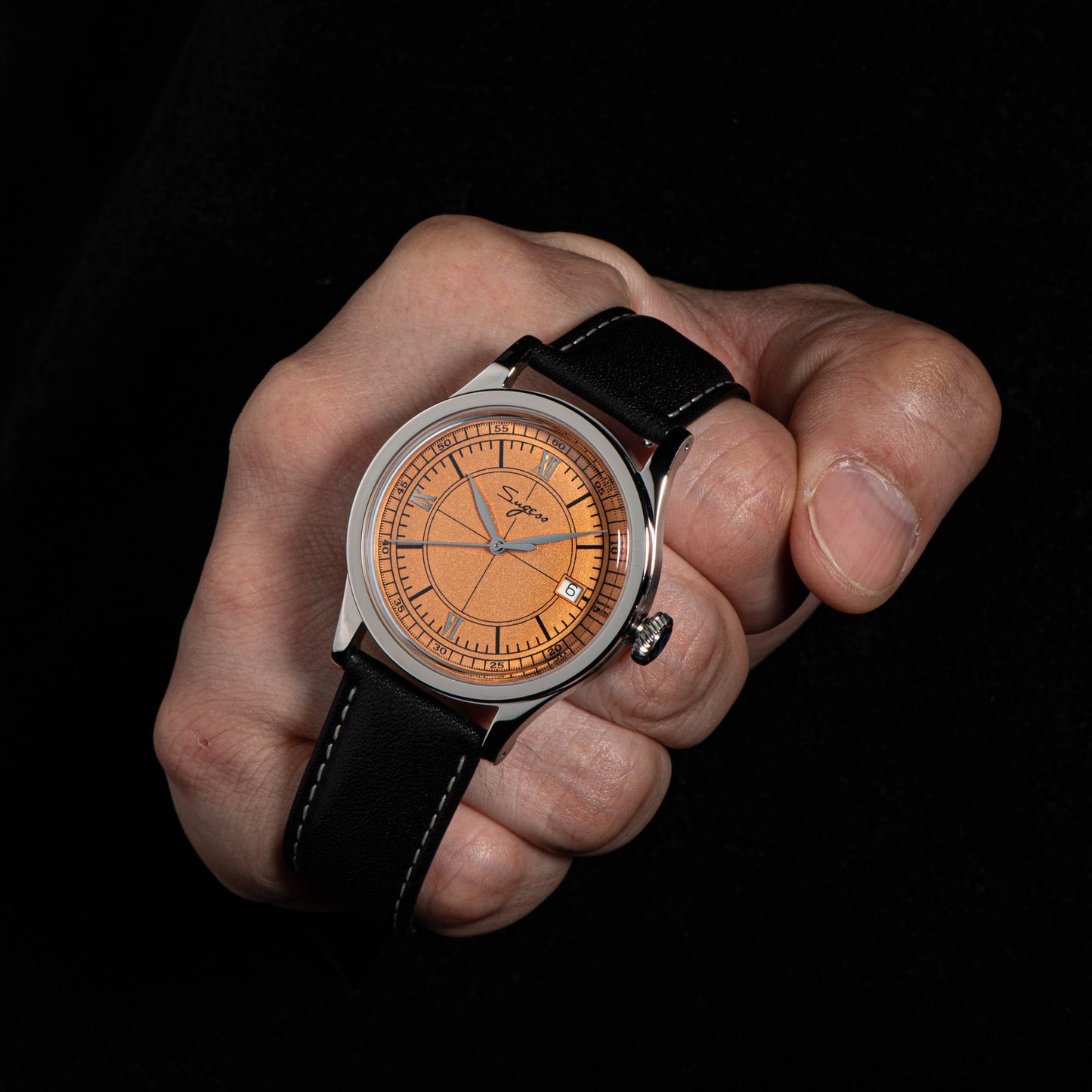 Heritage 411-3B Seagull 2130 Movement Stainless Steel Case Deep Orange Dial SU4113BOR