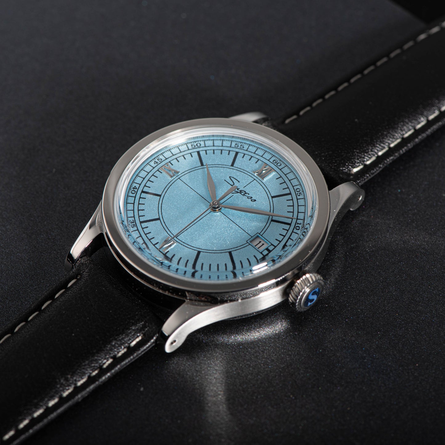 Heritage 411-3B Seagull 2130 Movement Stainless Steel Case Deep Light Blue Dial SU4113BLB