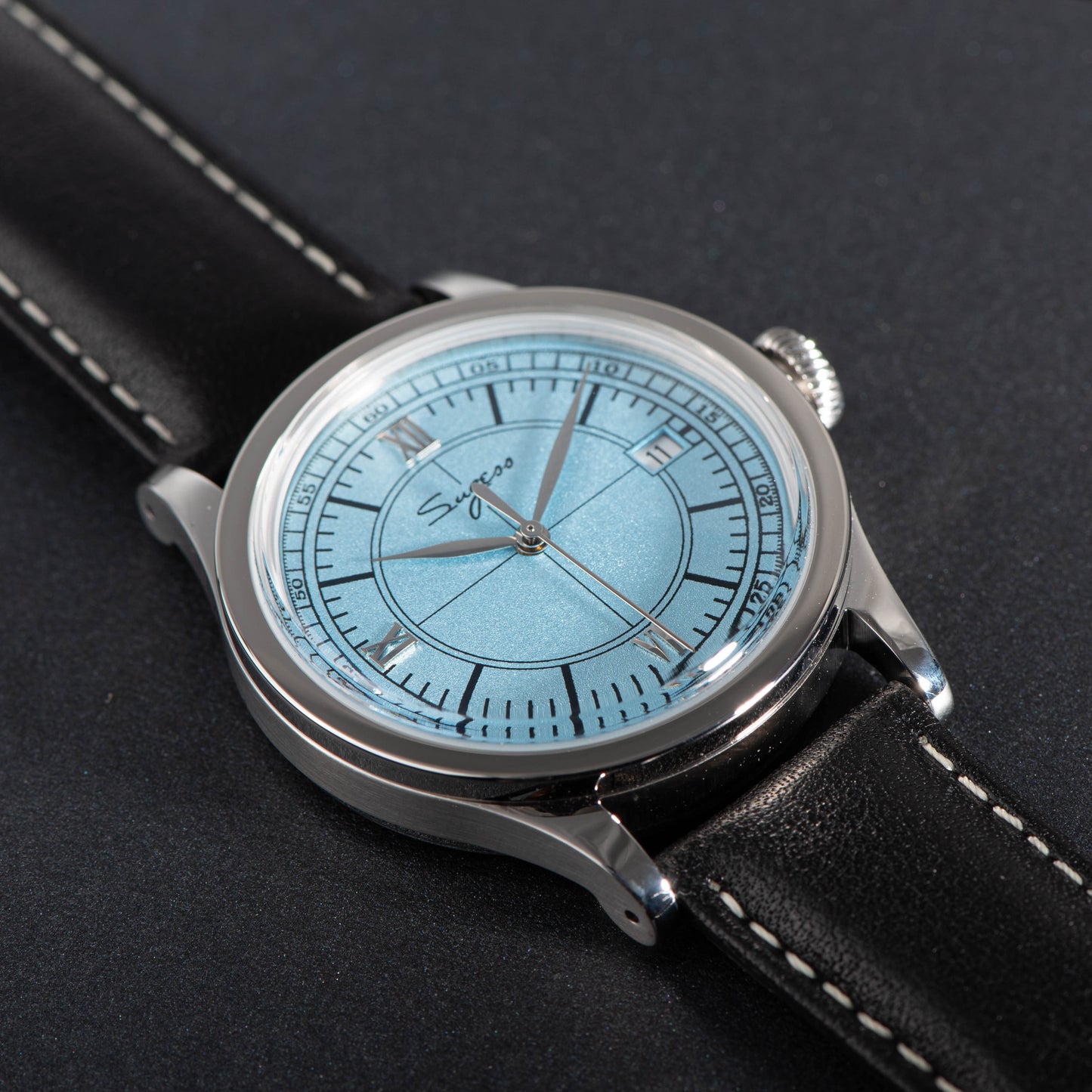 Heritage 411-3B Seagull 2130 Movement Stainless Steel Case Deep Light Blue Dial SU4113BLB