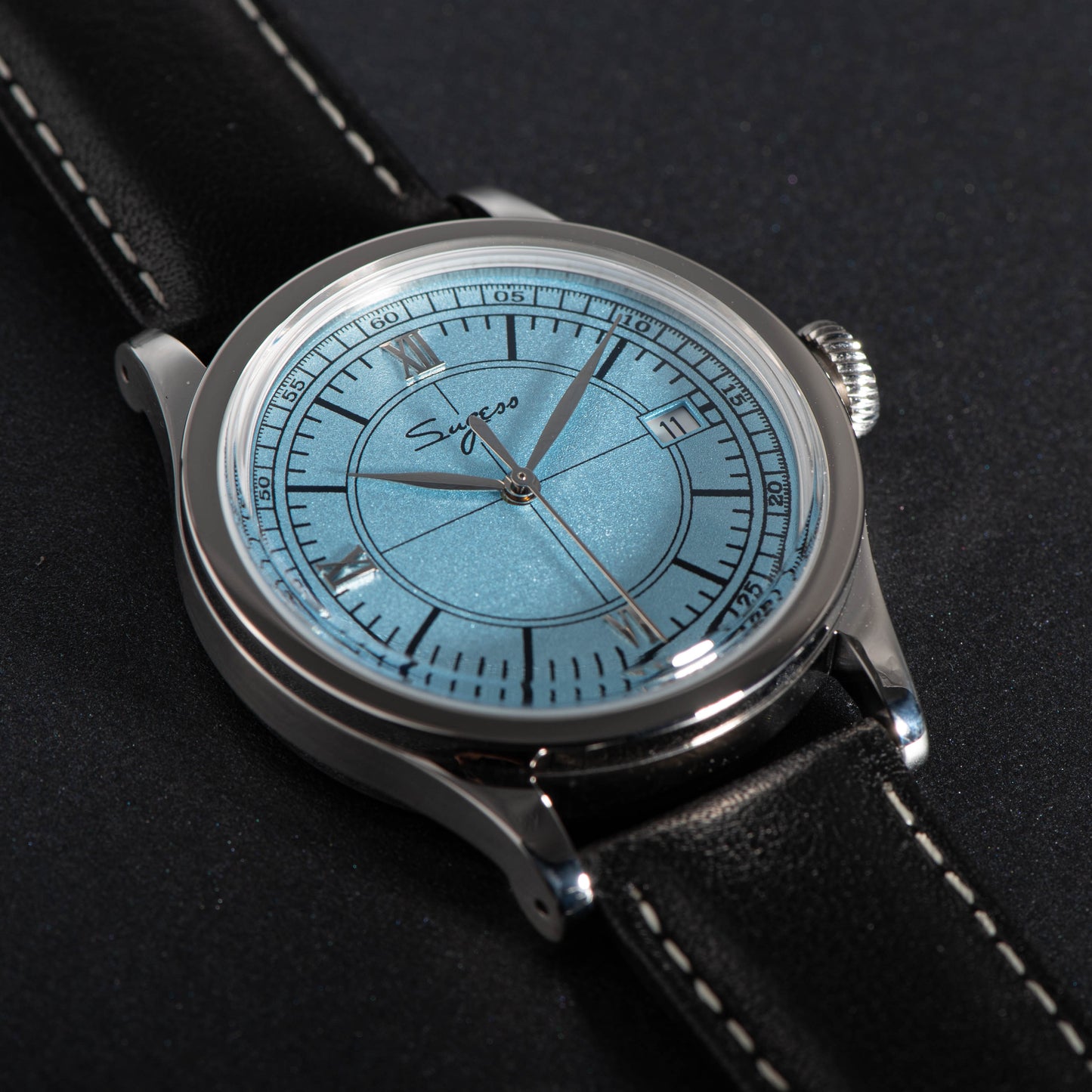 Heritage 411-3B Seagull 2130 Movement Stainless Steel Case Deep Light Blue Dial SU4113BLB