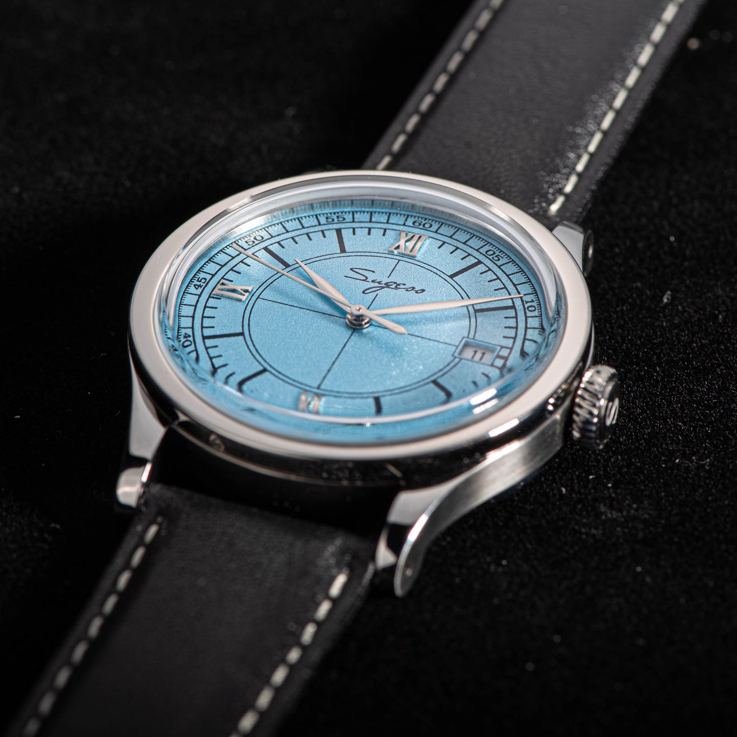 Heritage 411-3B Seagull 2130 Movement Stainless Steel Case Deep Light Blue Dial SU4113BLB