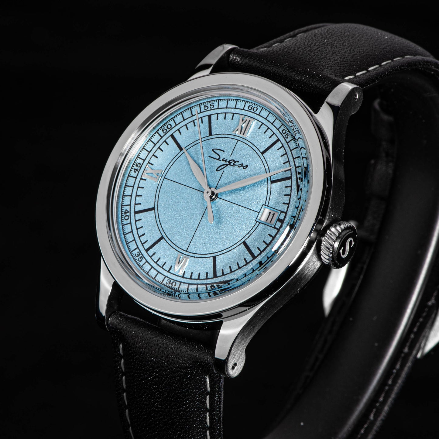 Heritage 411-3B Seagull 2130 Movement Stainless Steel Case Deep Light Blue Dial SU4113BLB