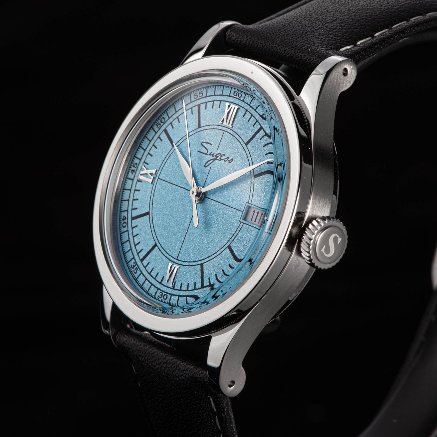 Heritage 411-3B Seagull 2130 Movement Stainless Steel Case Deep Light Blue Dial SU4113BLB