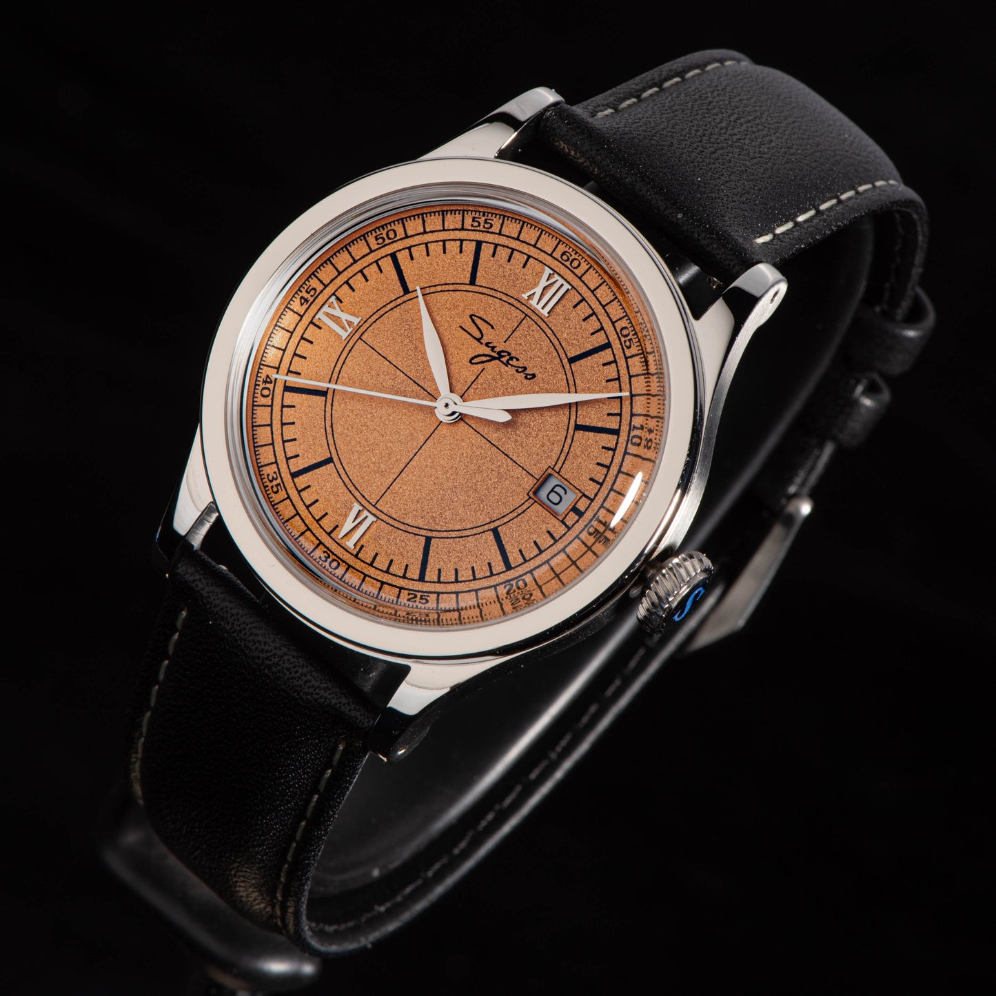 Heritage 411-3B Seagull 2130 Movement Stainless Steel Case Deep Orange Dial SU4113BOR