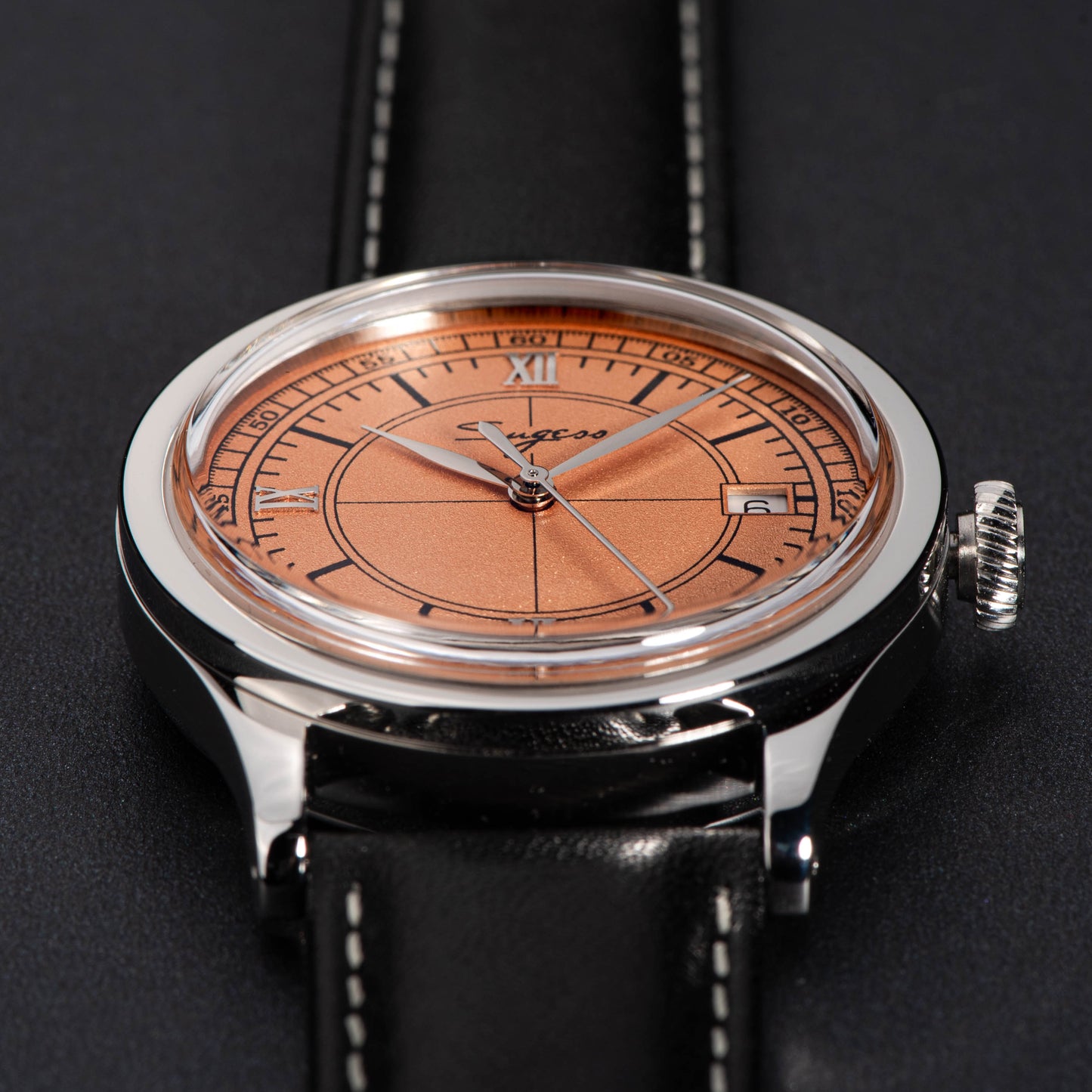 Heritage 411-3B Seagull 2130 Movement Stainless Steel Case Deep Orange Dial SU4113BOR