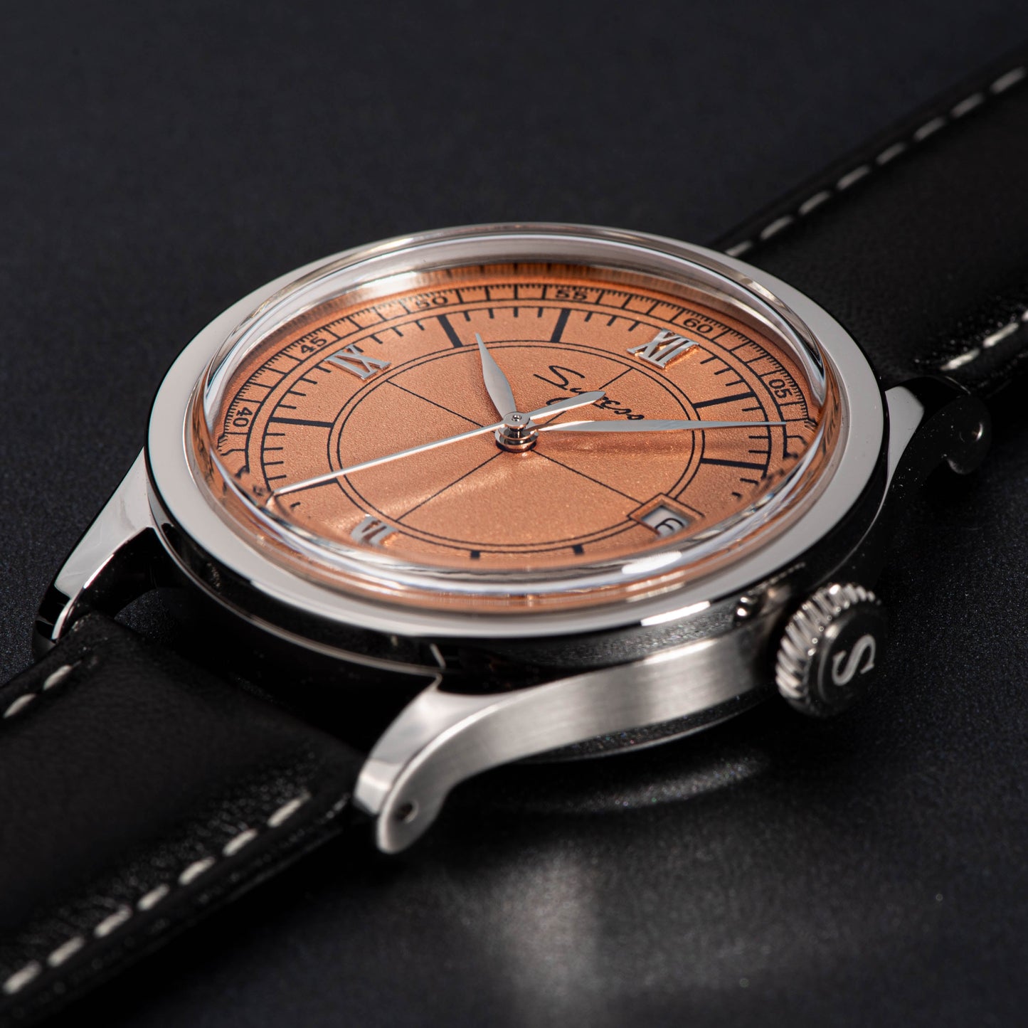 Heritage 411-3B Seagull 2130 Movement Stainless Steel Case Deep Orange Dial SU4113BOR
