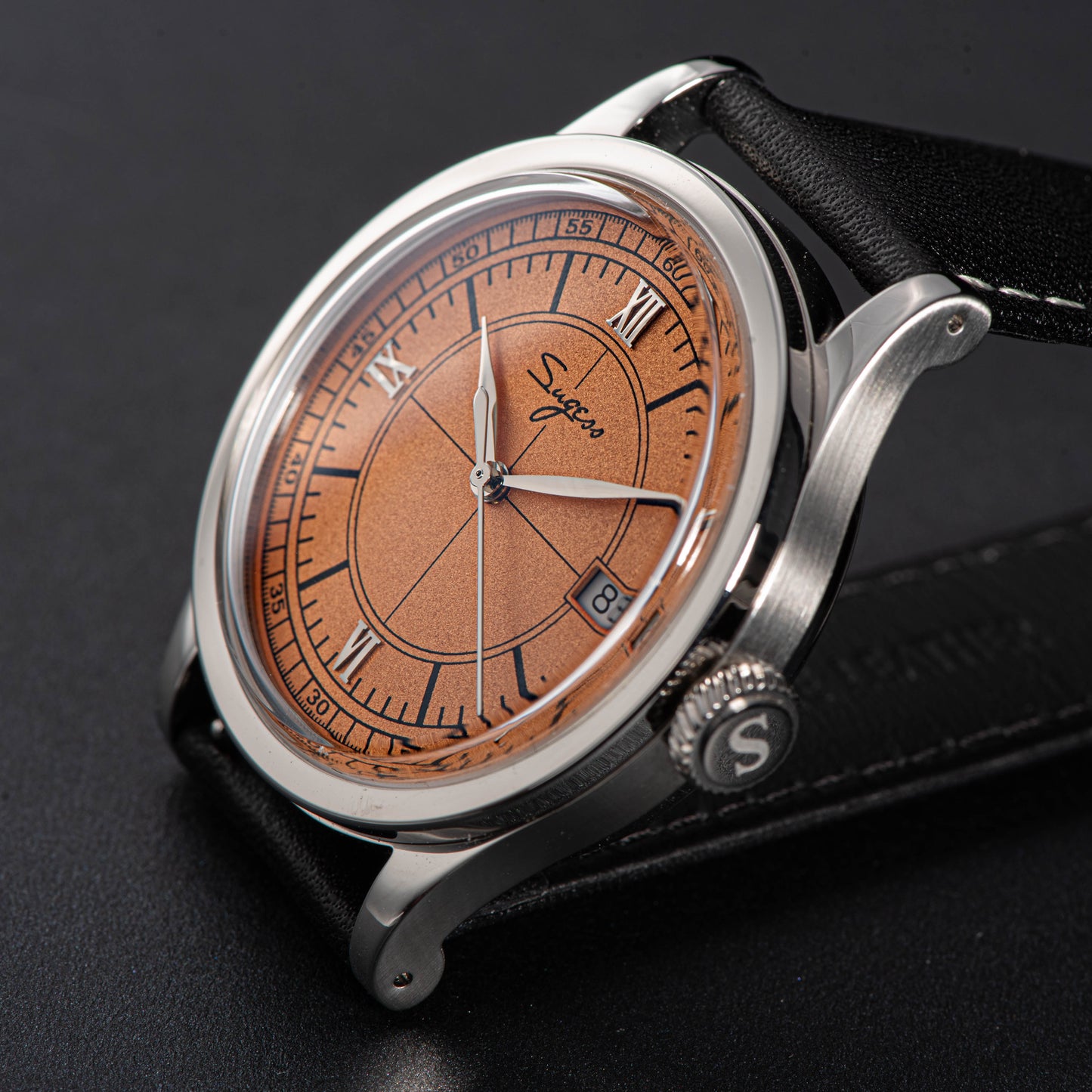 Heritage 411-3B Seagull 2130 Movement Stainless Steel Case Deep Orange Dial SU4113BOR