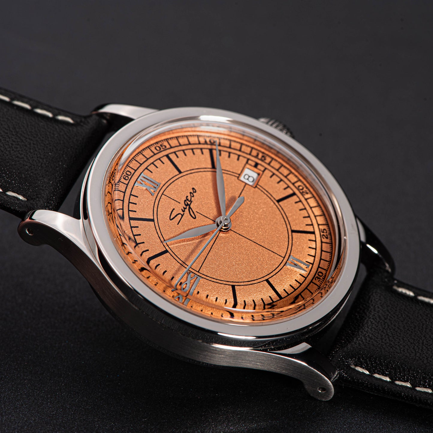 Heritage 411-3B Seagull 2130 Movement Stainless Steel Case Deep Orange Dial SU4113BOR