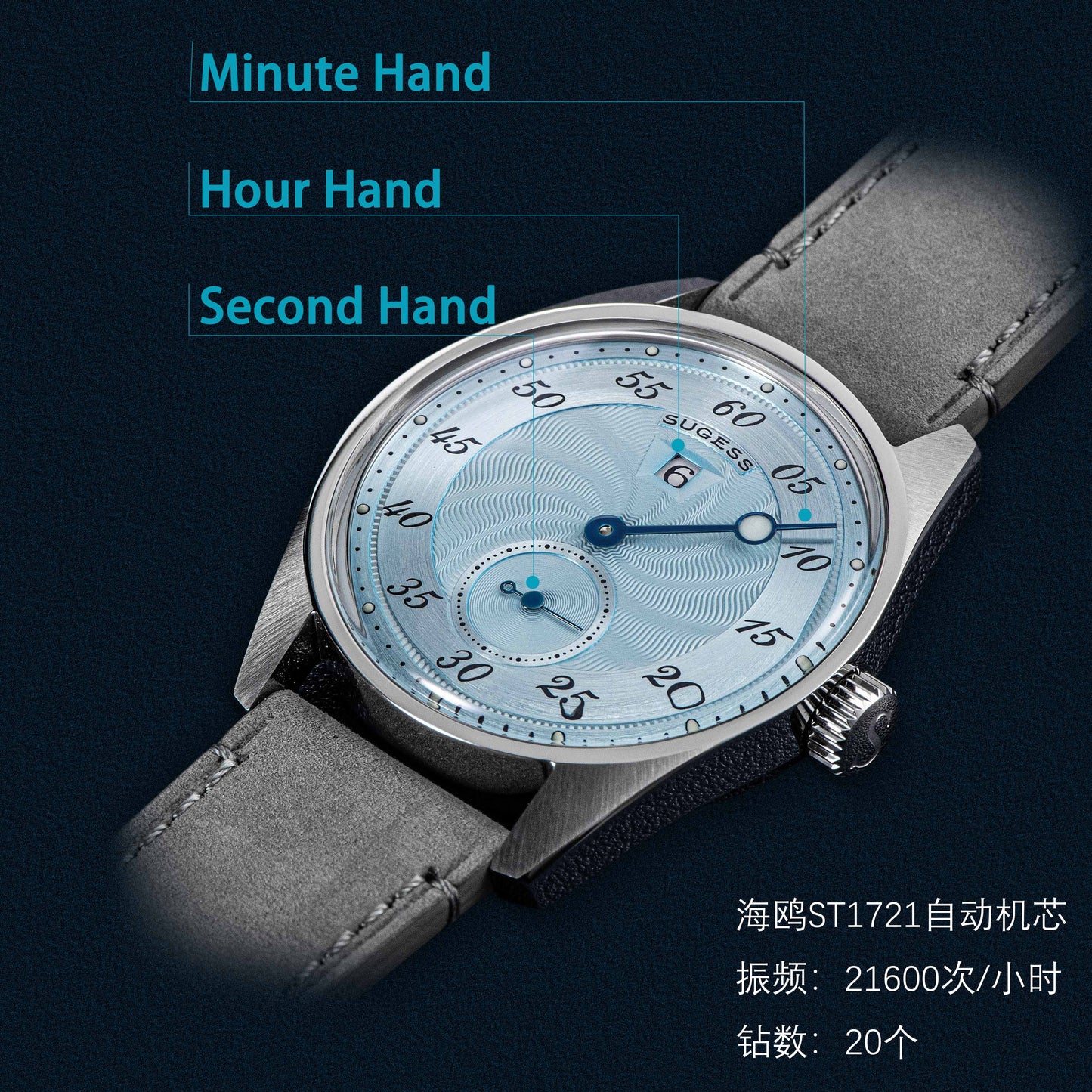 Automatic S451-1 Silver Dial Jumping Hour One Pointer Stainless Steel