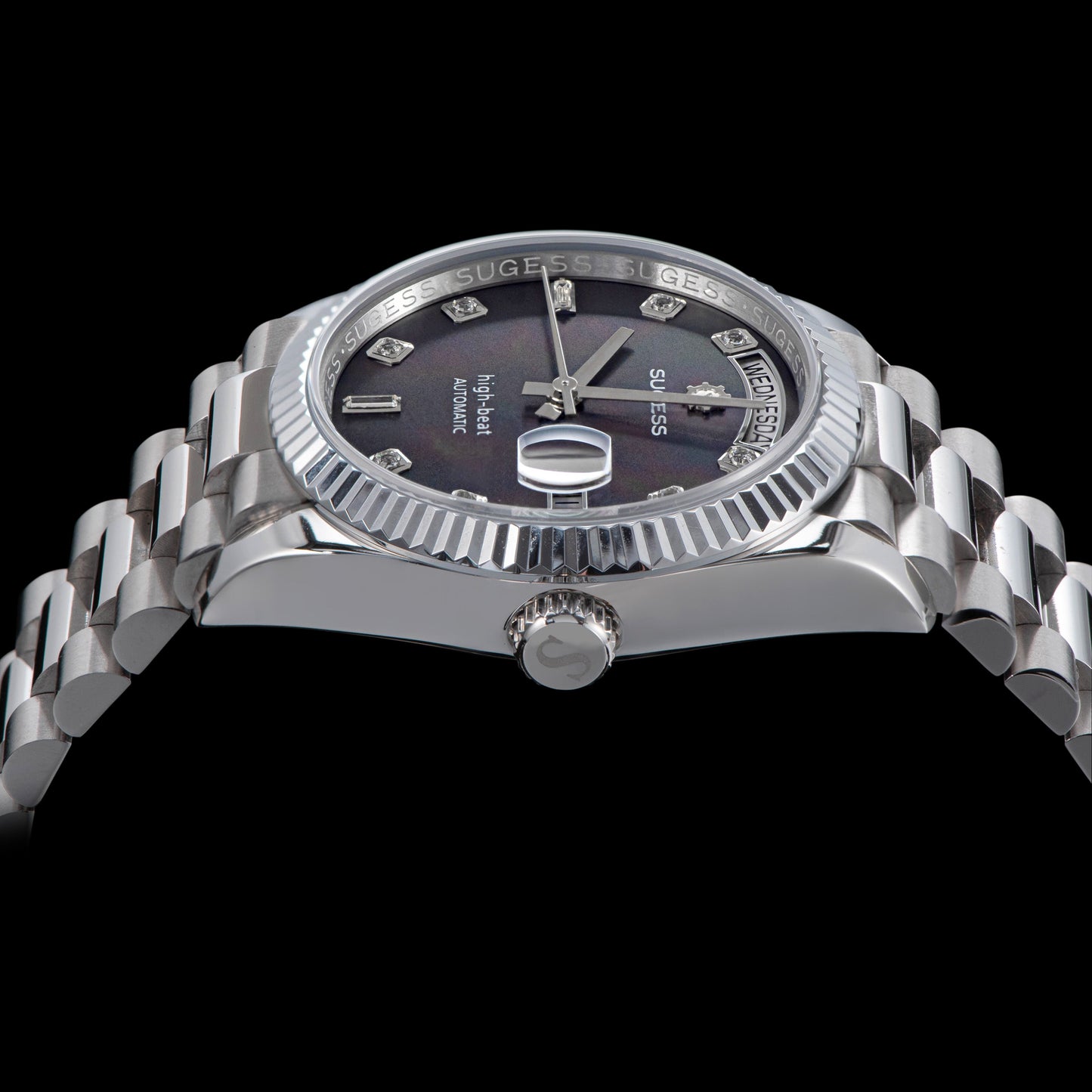 Heritage S449 DD Date and Day Display DD36 36mm Stainless Steel Black Pearl Dial Automatic