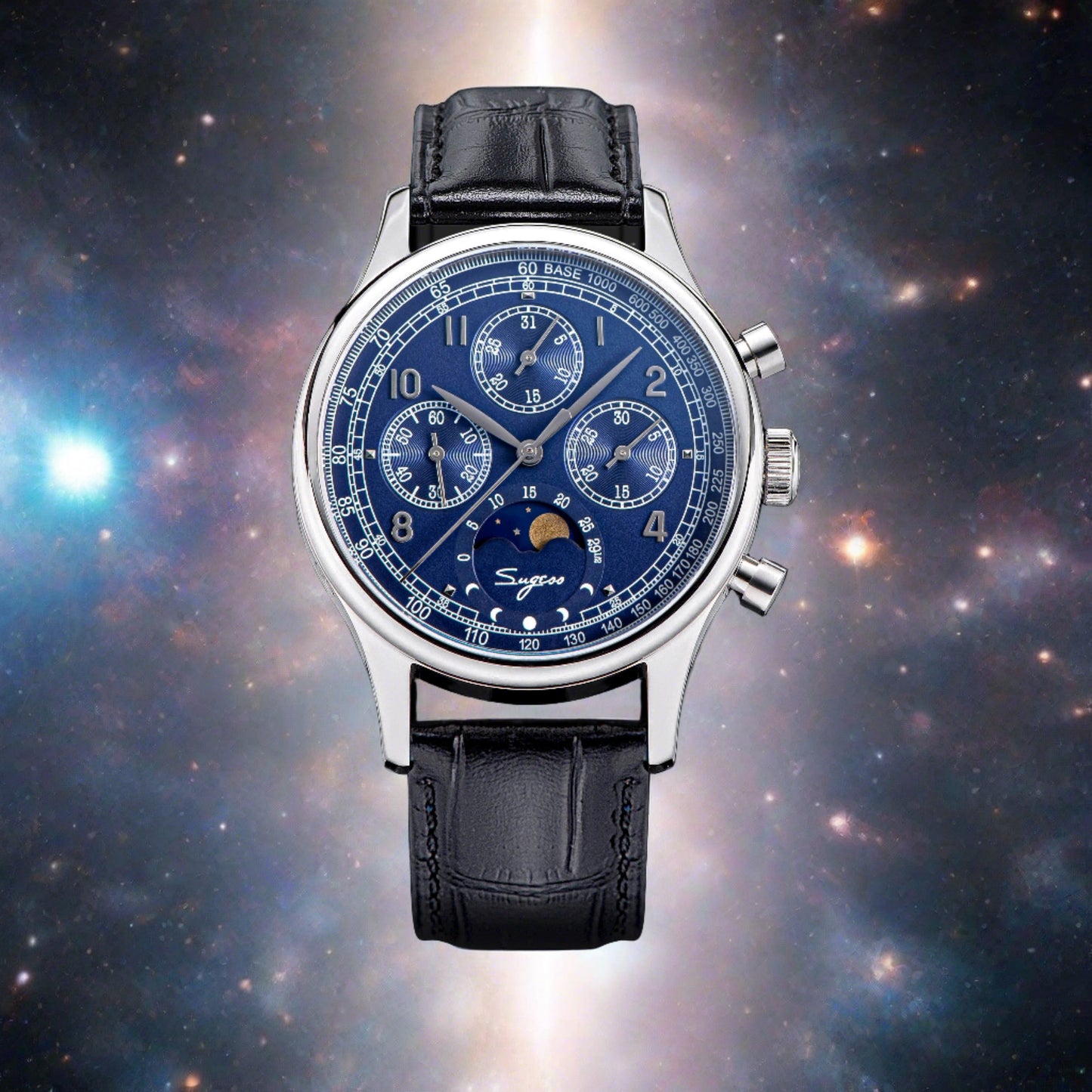 MoonPhase Master S389-2 Deep Blue Swan Neck Regulator