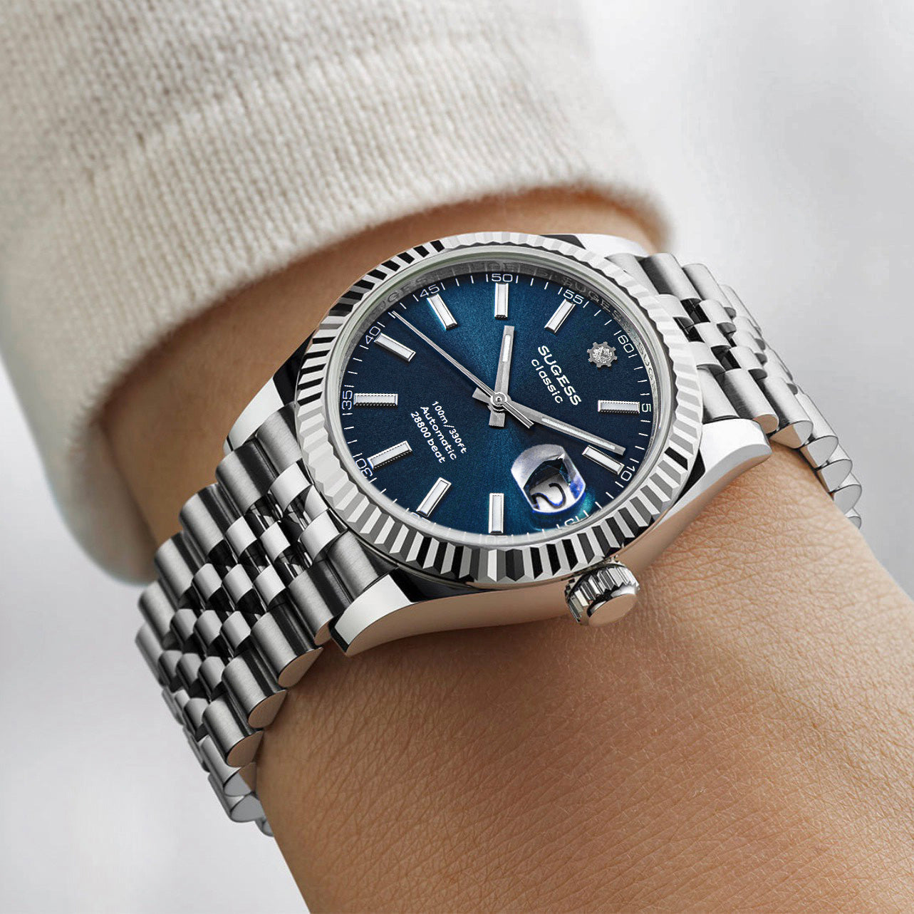 Automatic Classic S448 Deep Blue Dial Fluted Bezel Jubilee Bracelet ST2130