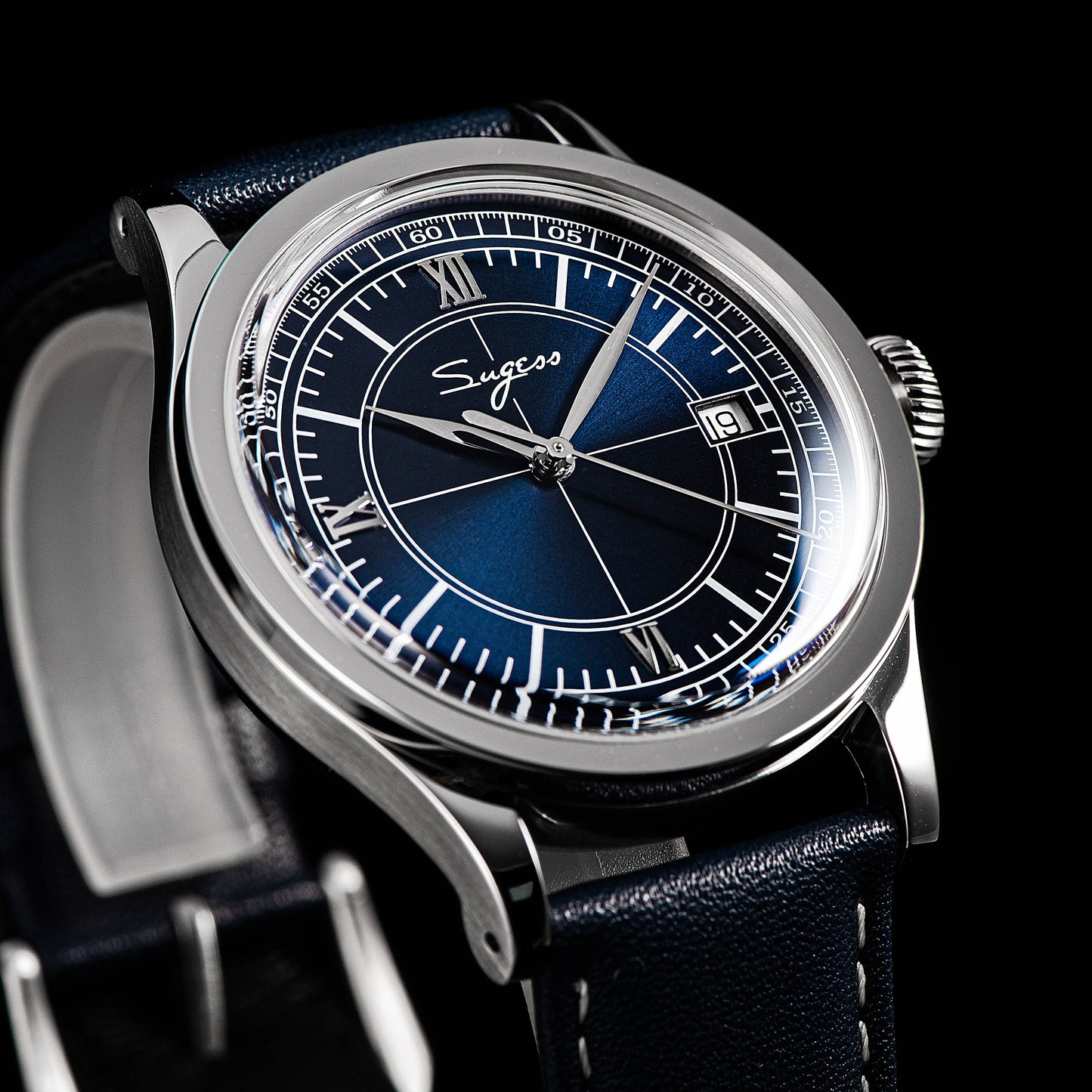 Heritage 411-3B Seagull 2130 Movement  Stainless Steel Case Deep Blue Dial SU4113BDB