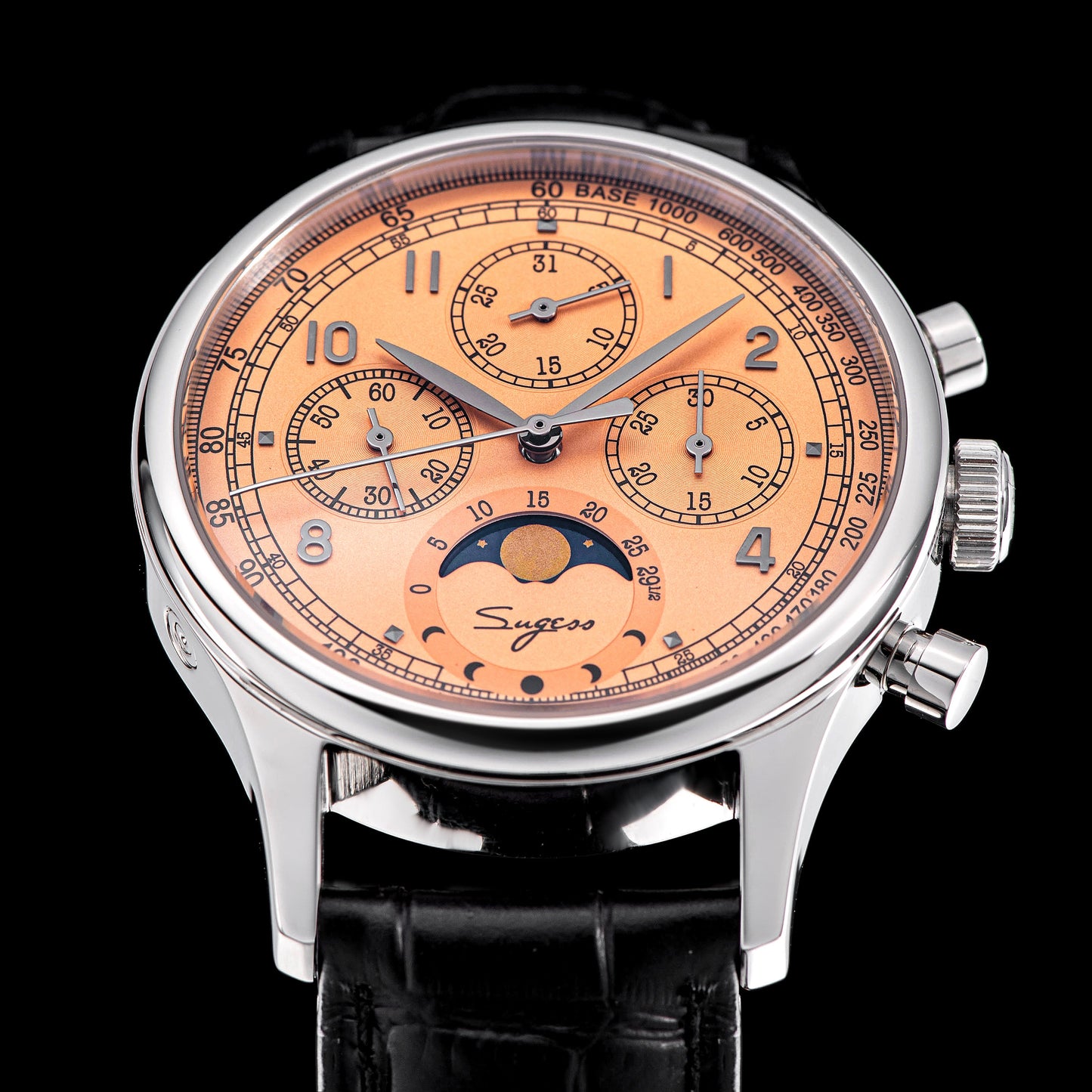 MoonPhase Master S389-2 Salmon Dial Swan Neck Regulator