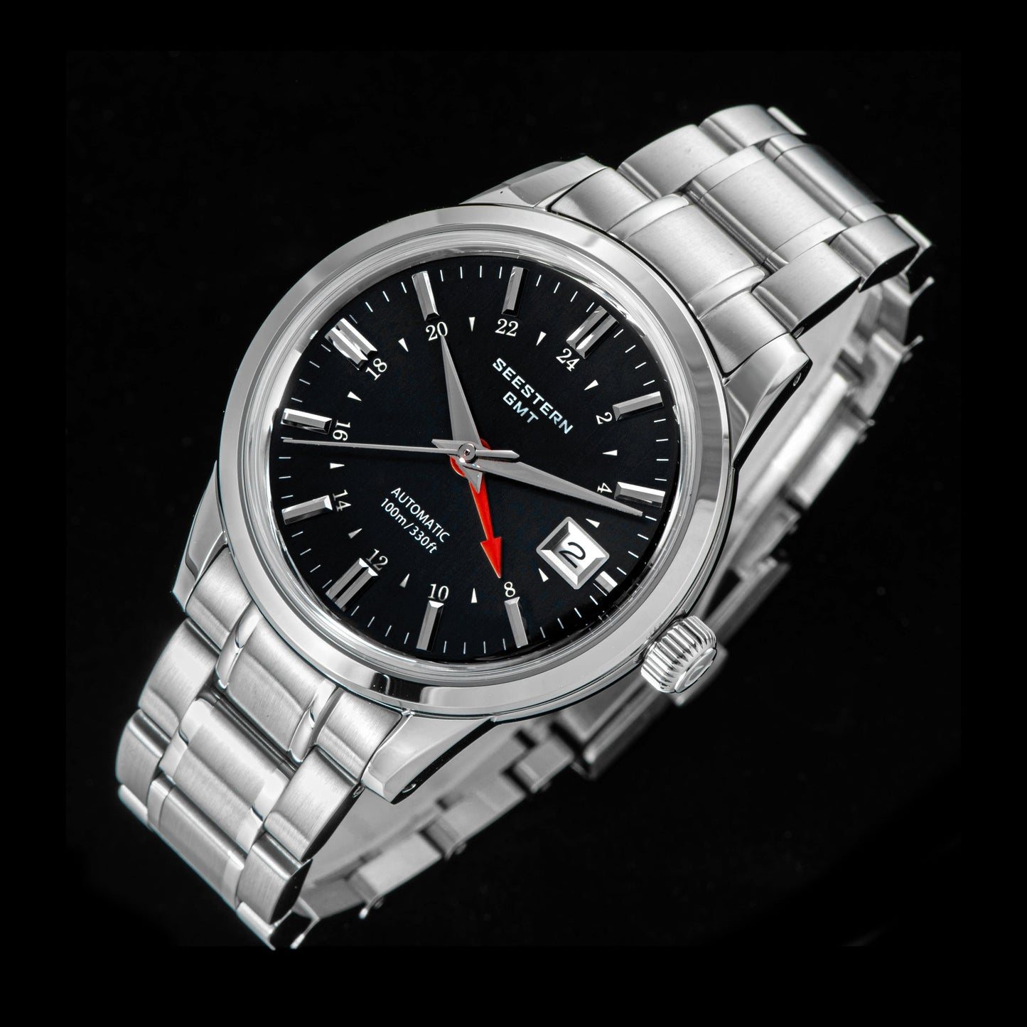 Seestern S446 GMT Watch Black Dial (Seiko NH34 GMT movement)