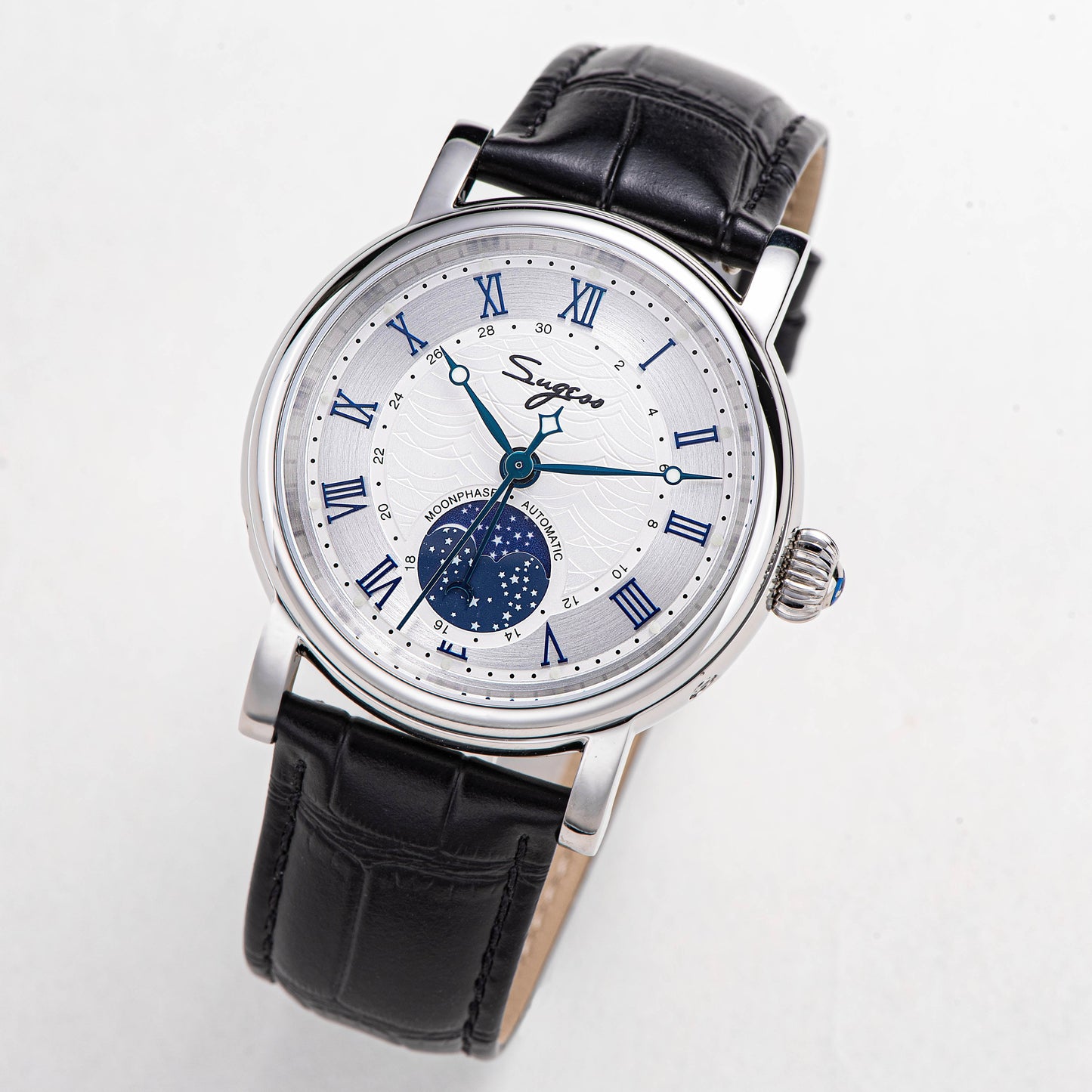 MoonPhase Master SU2108SZ Stainless-Steel Moon Phase Blue Indices