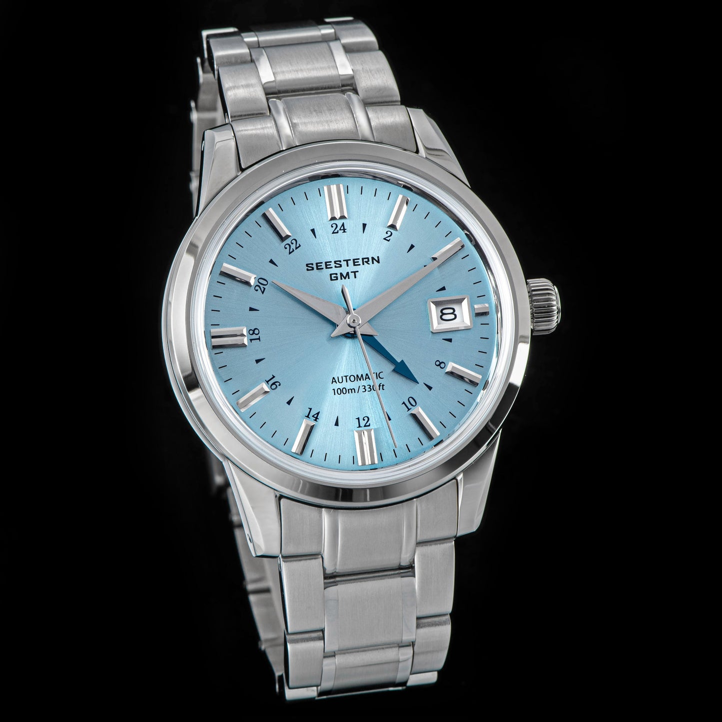 Seestern S446 GMT Watch Ice Blue Dial (Seiko NH34 GMT movement)