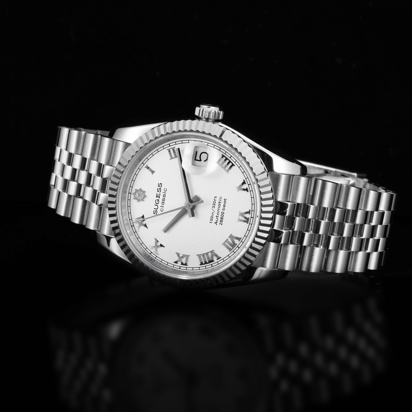 Automatic Classic S447 36mm White Dial Fluted Bezel Jubilee Bracelet ST2130