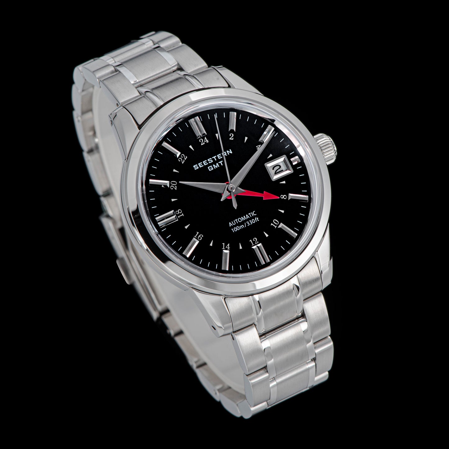 Seestern S446 GMT Watch Black Dial (Seiko NH34 GMT movement)