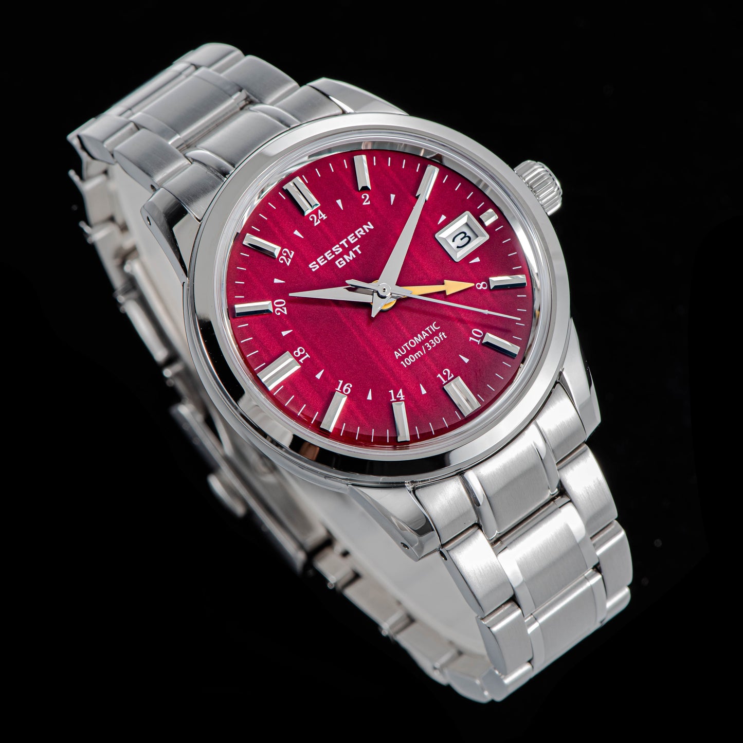 Seestern S446 GMT Watch Red Dial (Seiko NH34 GMT movement)