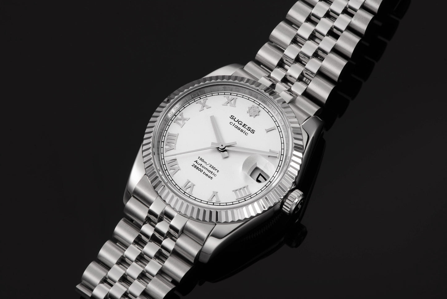 Automatic Classic S447 36mm White Dial Fluted Bezel Jubilee Bracelet ST2130