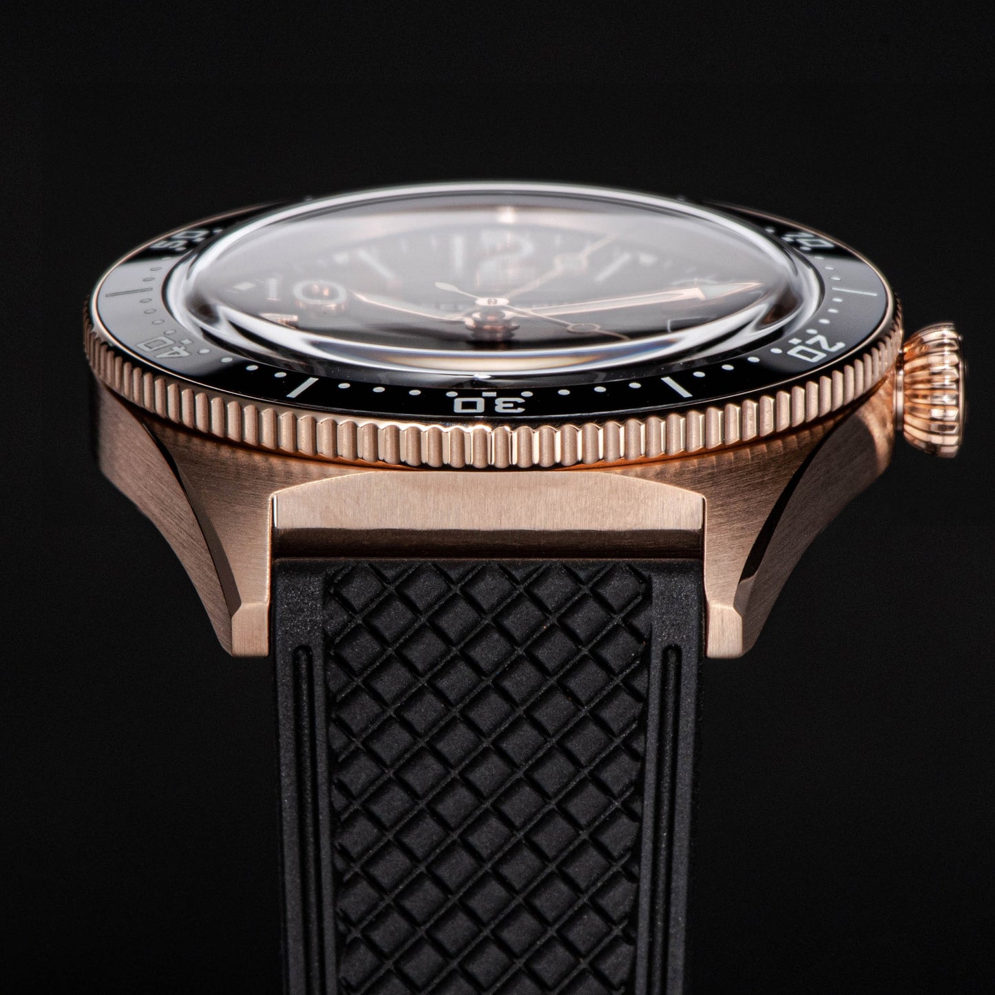 Seestern S435 Professional Diver Rose Gold Rubber Band (Seagull ST2130 movement)