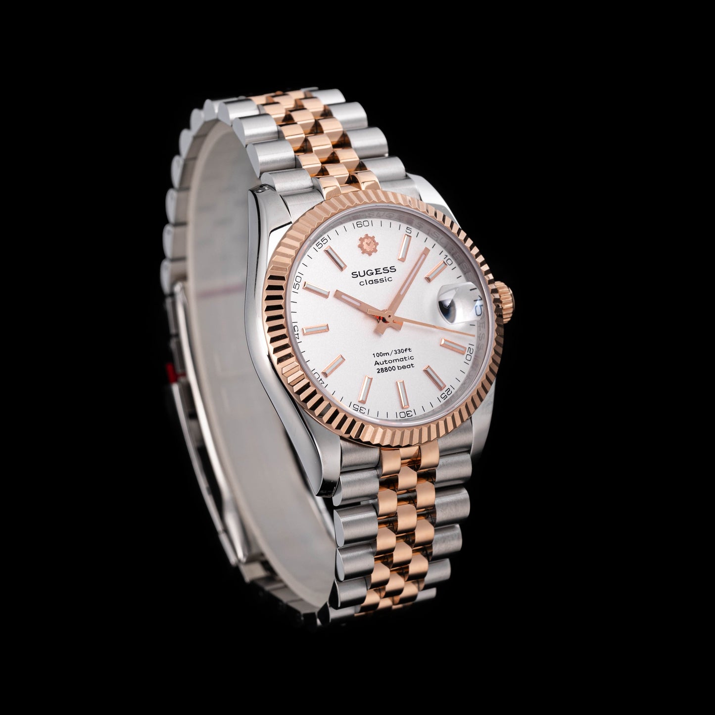 Automatic Classic S447 White Dial Rose Gold Two Tone Fluted Bezel Jubilee Bracelet ST2130