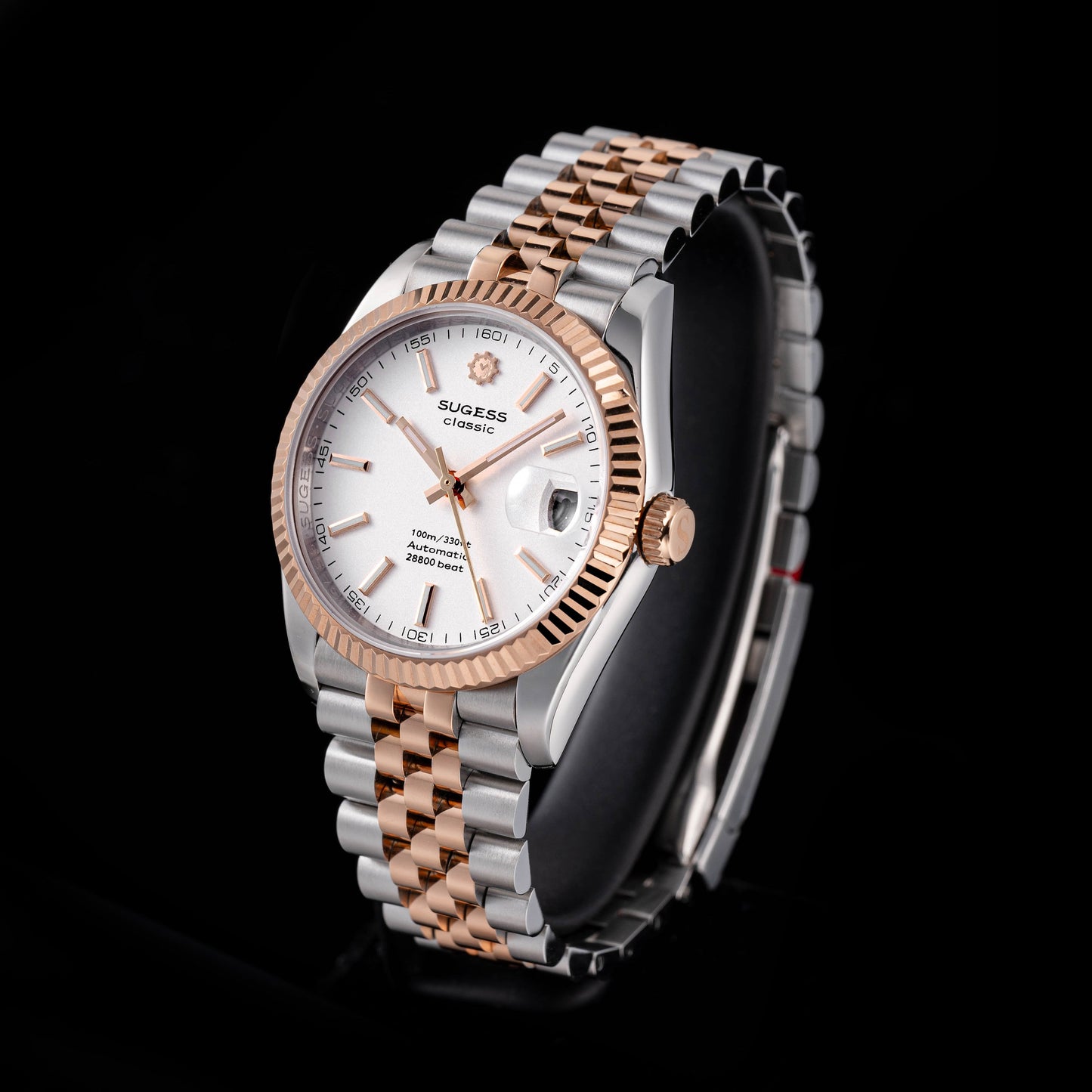 Automatic Classic S447 White Dial Rose Gold Two Tone Fluted Bezel Jubilee Bracelet ST2130