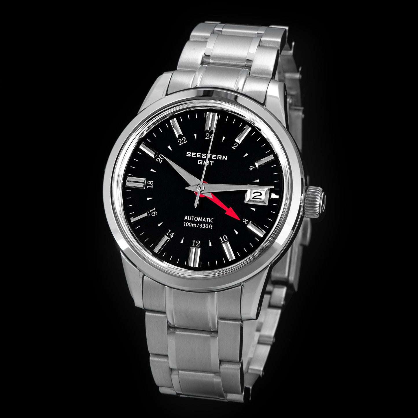 Seestern S446 GMT Watch Black Dial (Seiko NH34 GMT movement)