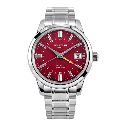 Seestern S446 GMT Watch Red Dial (Seiko NH34 GMT movement)