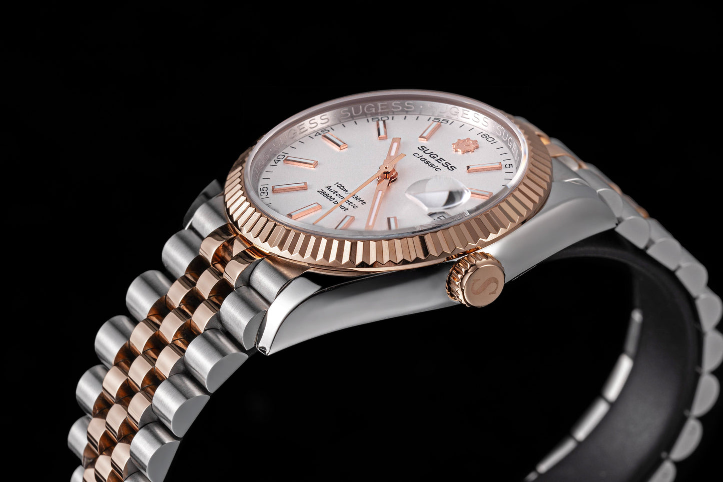 Automatic Classic S447 White Dial Rose Gold Two Tone Fluted Bezel Jubilee Bracelet ST2130