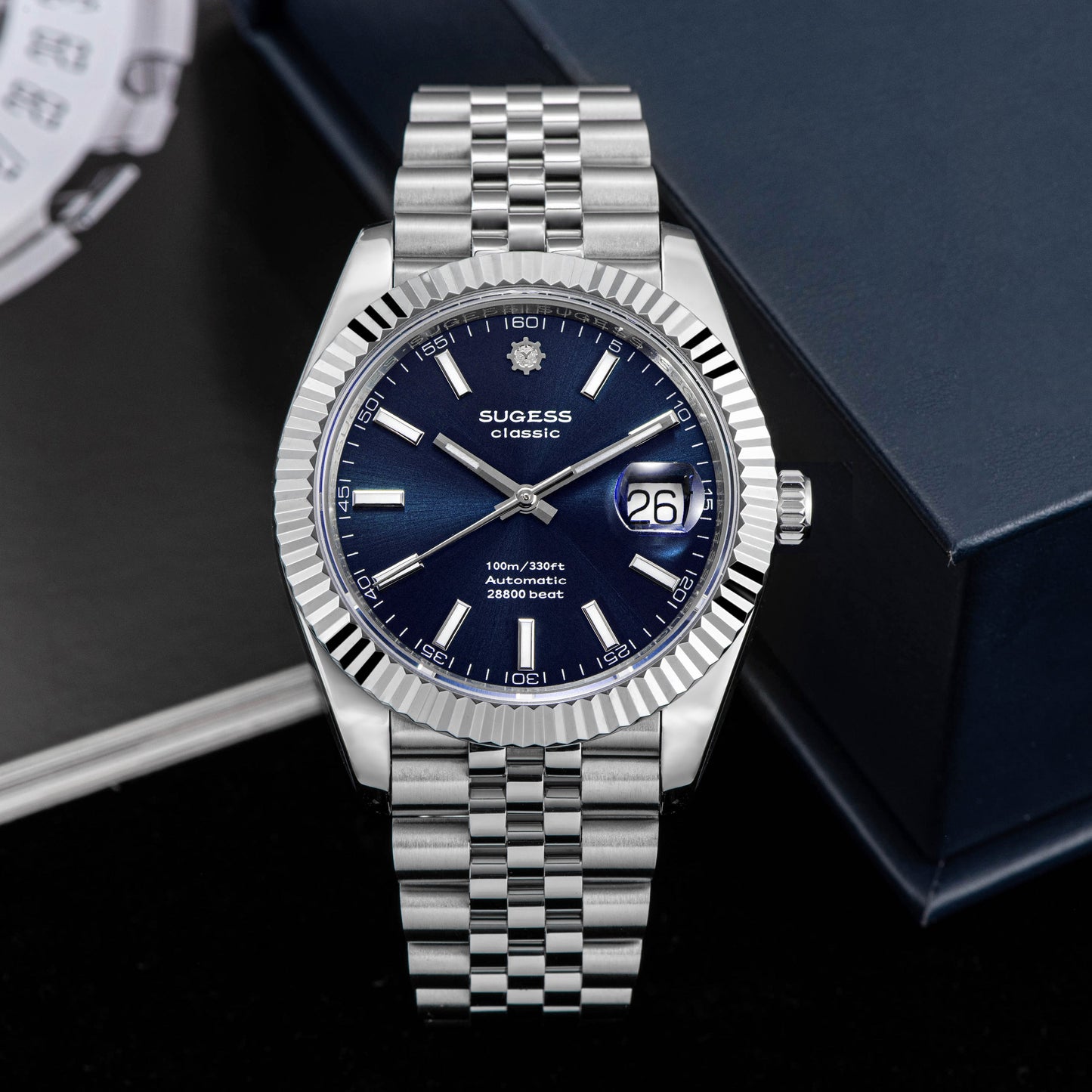 Automatic Classic S448 Deep Blue Dial Fluted Bezel Jubilee Bracelet ST2130