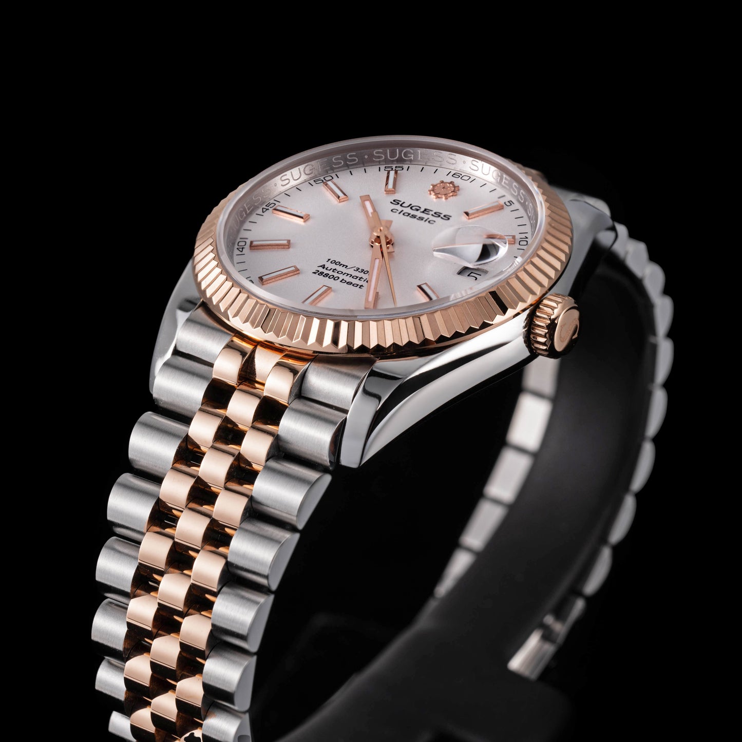 Automatic Classic S447 White Dial Rose Gold Two Tone Fluted Bezel Jubilee Bracelet ST2130