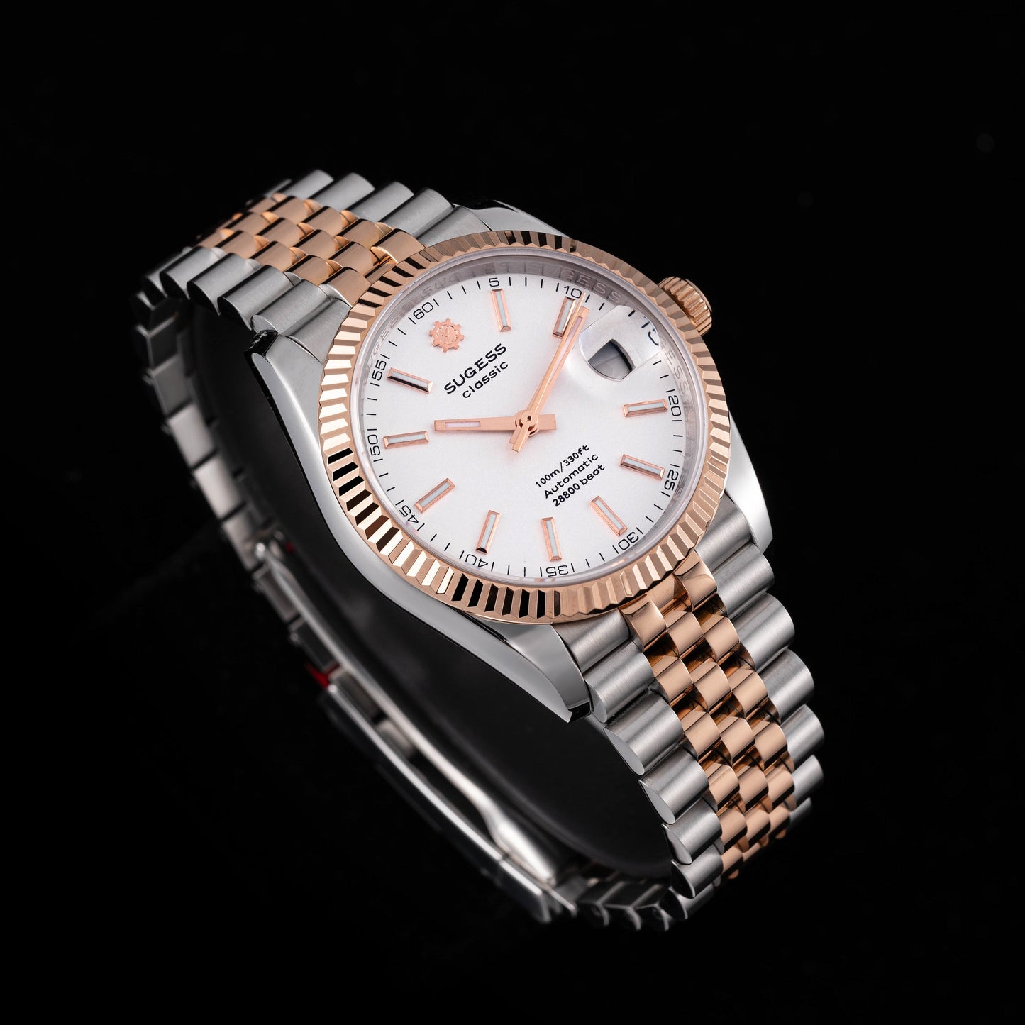 Automatic Classic S447 White Dial Rose Gold Two Tone Fluted Bezel Jubilee Bracelet ST2130