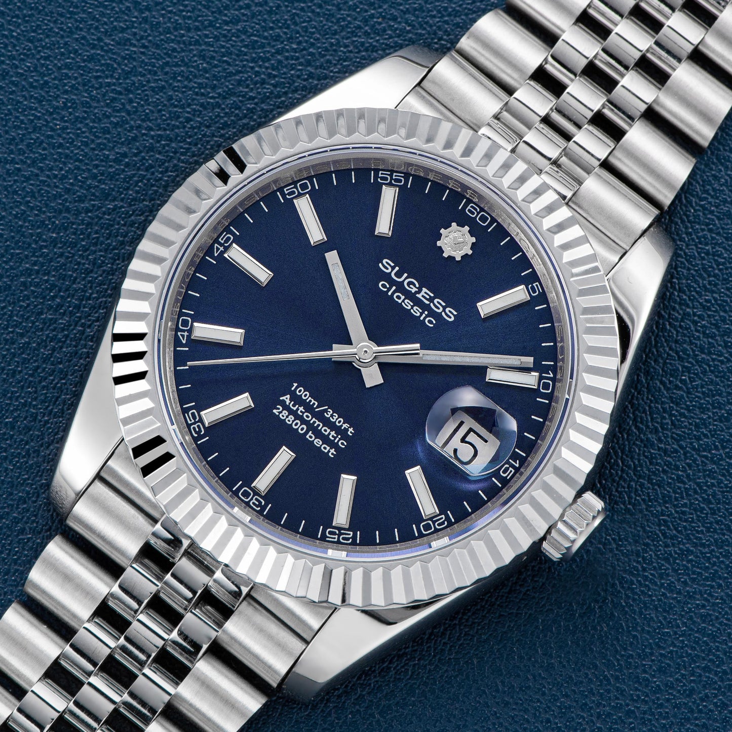 Automatic Classic S448 Deep Blue Dial Fluted Bezel Jubilee Bracelet ST2130