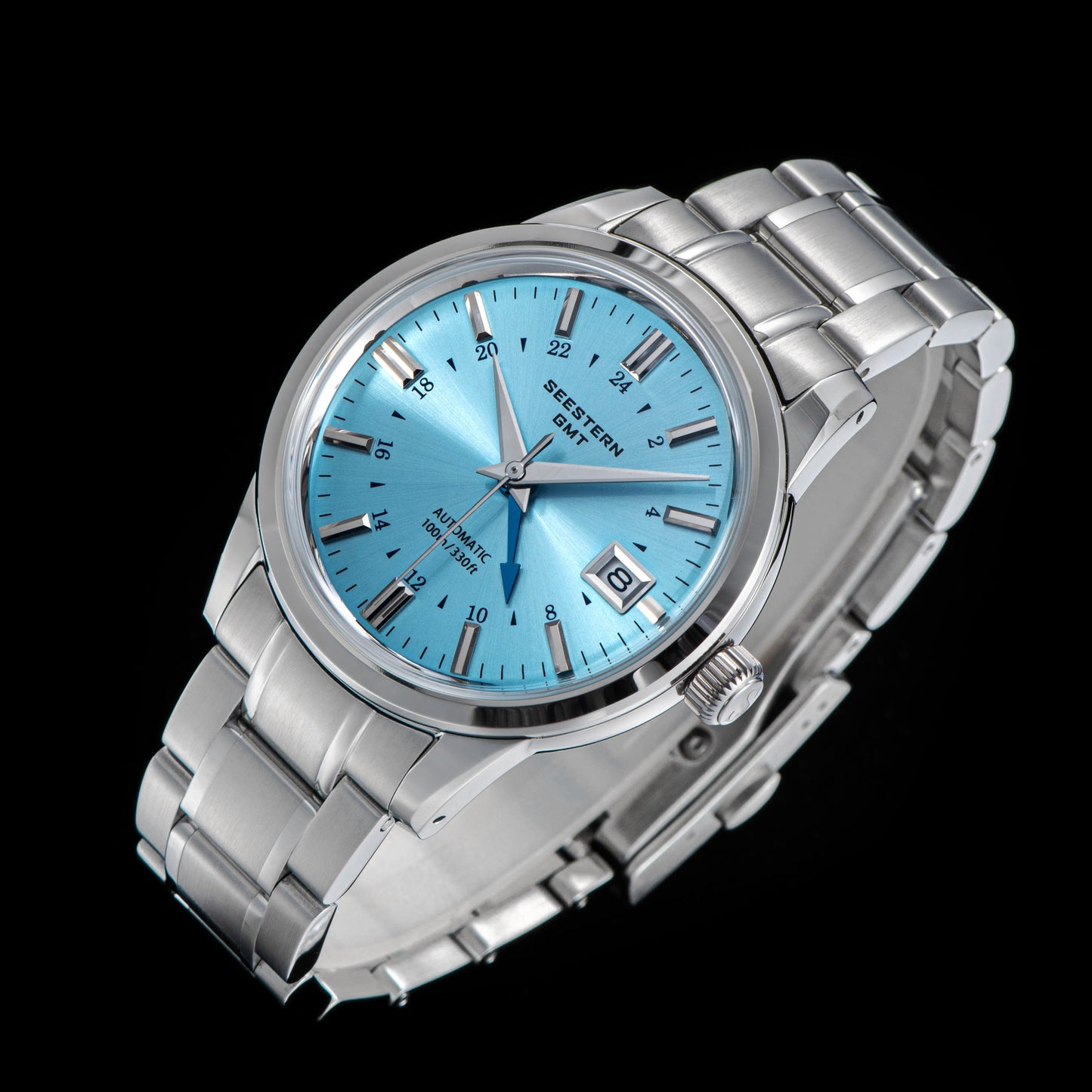 Seestern S446 GMT Watch Ice Blue Dial (Seiko NH34 GMT movement)