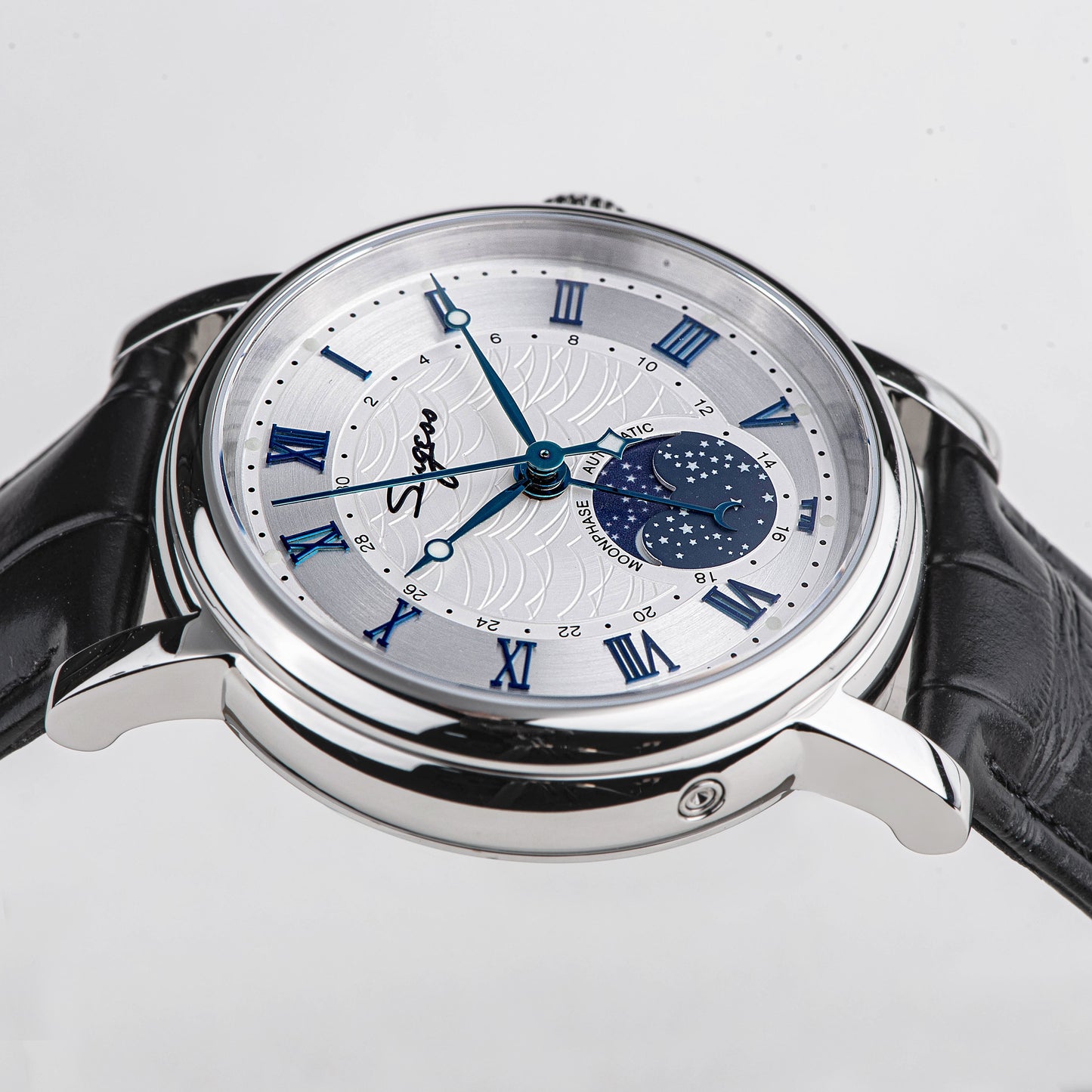 MoonPhase Master SU2108SZ Stainless-Steel Moon Phase Blue Indices