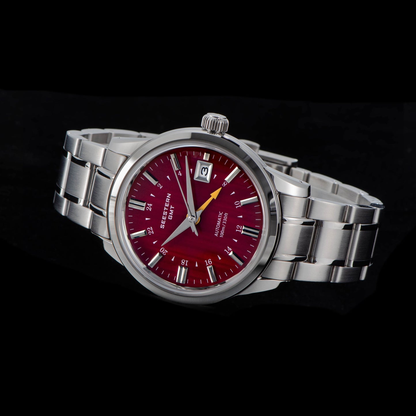 Seestern S446 GMT Watch Red Dial (Seiko NH34 GMT movement)